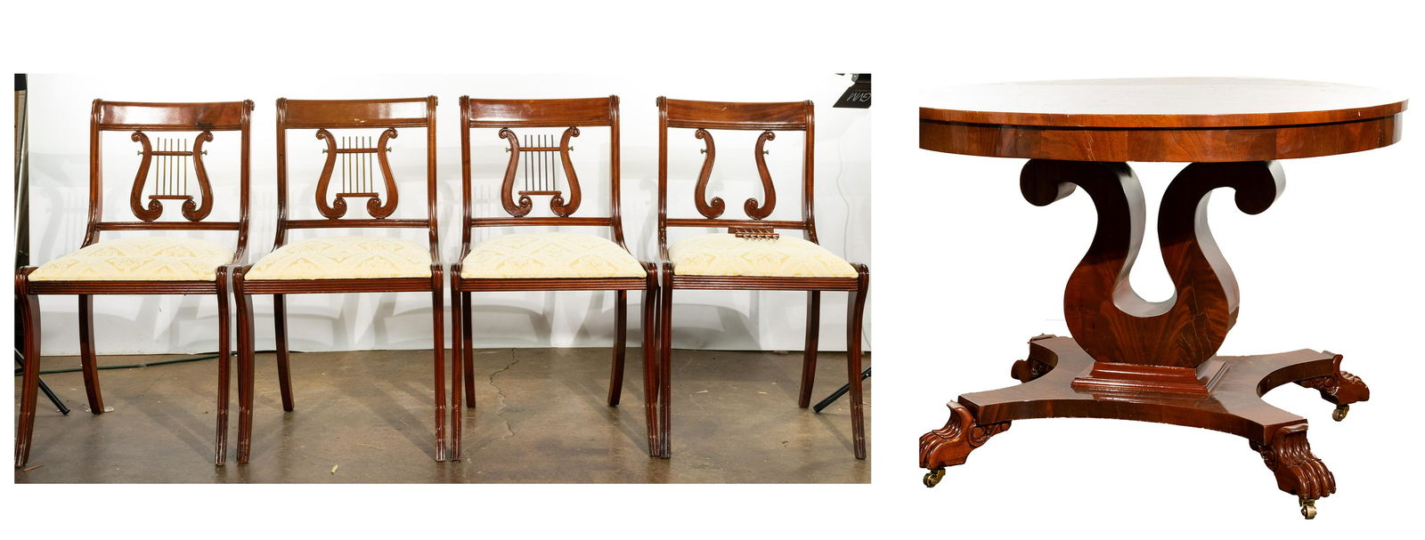 Mahogany Harp Table and Chairs (1 of 3)