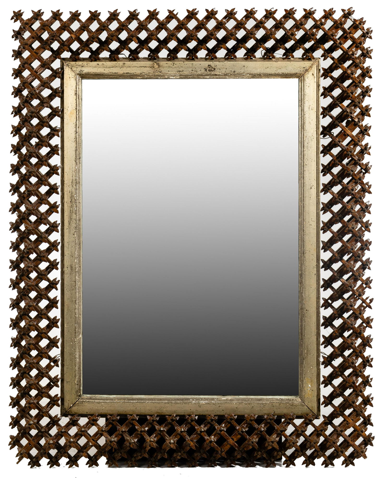 Tramp Art 'Crown of Thorns' Framed Mirror (1 of 2)