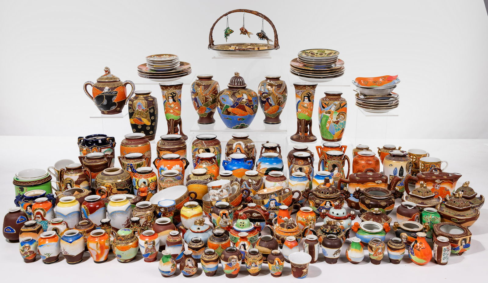 Asian Satsuma Style Pottery Assortment (1 of 1)