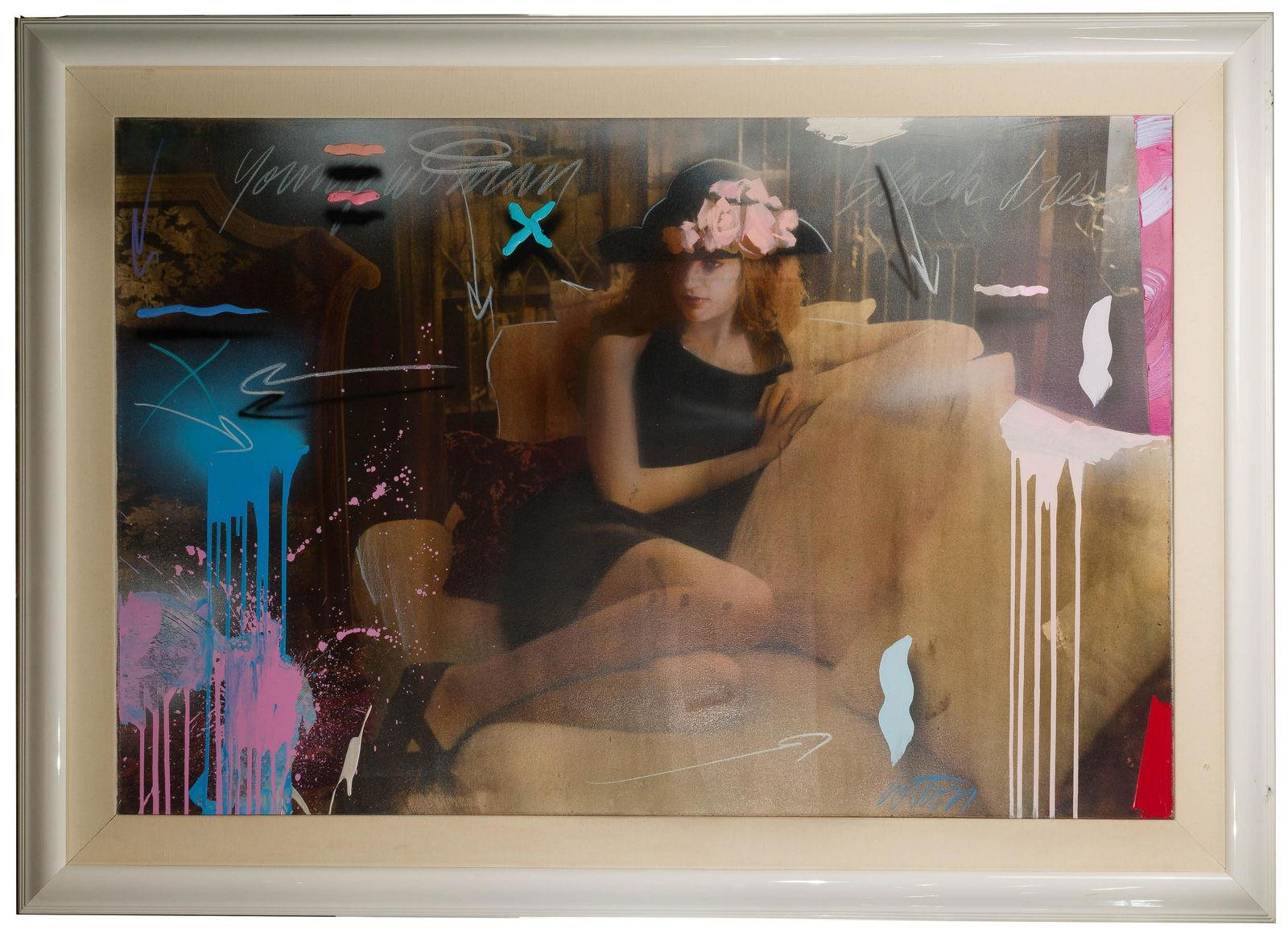 Will Cotton (American, b.1965) 'Semi Dream Female': Will Cotton (American, b.1965) 'Semi Dream Female' Acrylic on Canvas 1993, signed lower right, also signed, titled and dated en verso, depicting a seated female figure having superimposed abstract pai