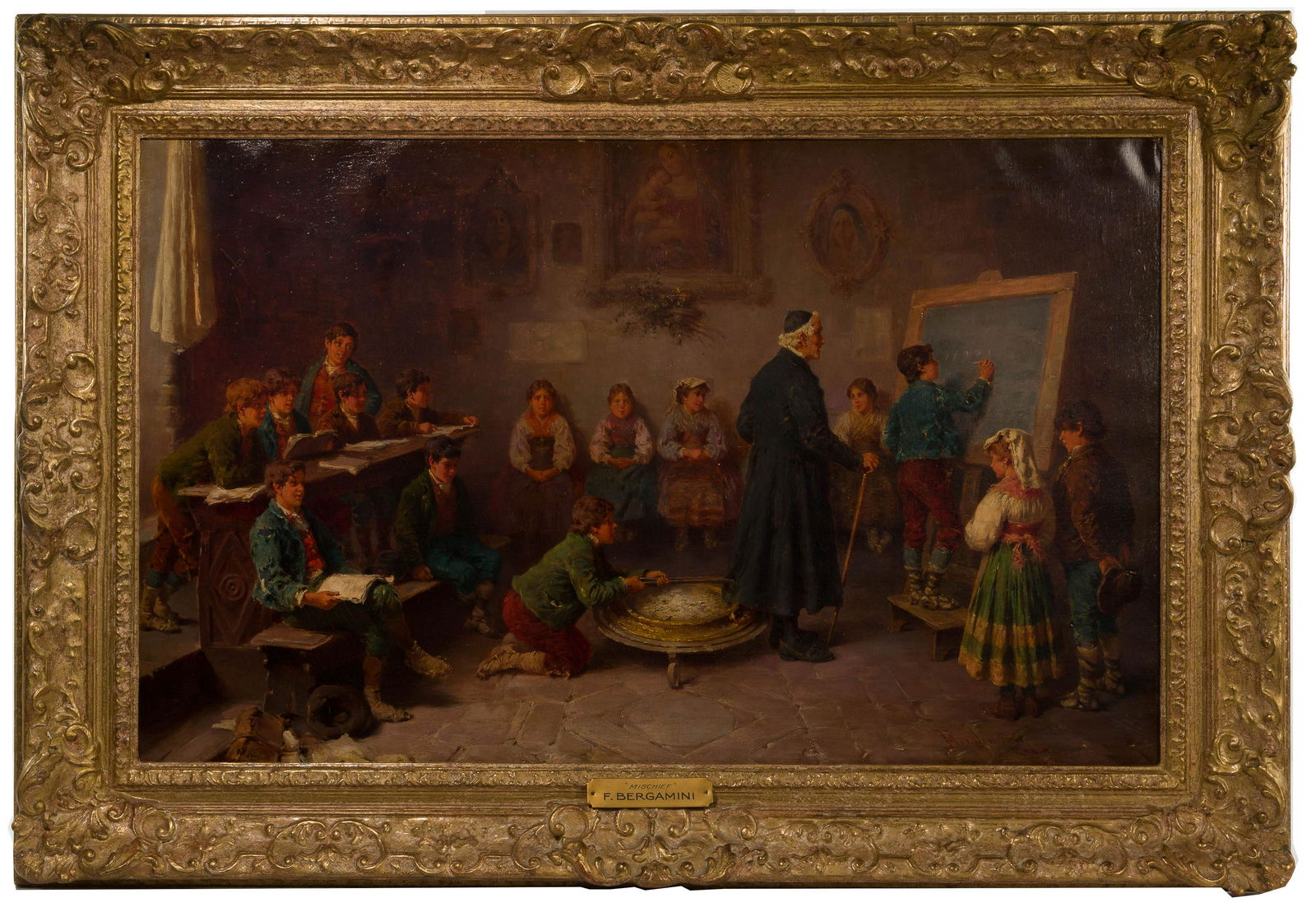 Francesco Bergamini (Italian, 1815-1883) 'Mischief' Oil (1 of 8)