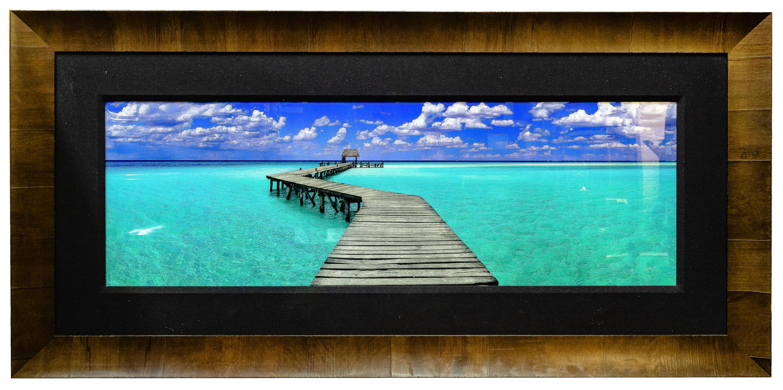 Peter Lik (Australian, b.1959) 'Island Dreams' Color: Peter Lik (Australian, b.1959) 'Island Dreams' Color Photograph Undated, signed lower right, #243/950 lower right, depicting a pier extending out to a tropical sea, reverse-printed on acrylic, in a wo