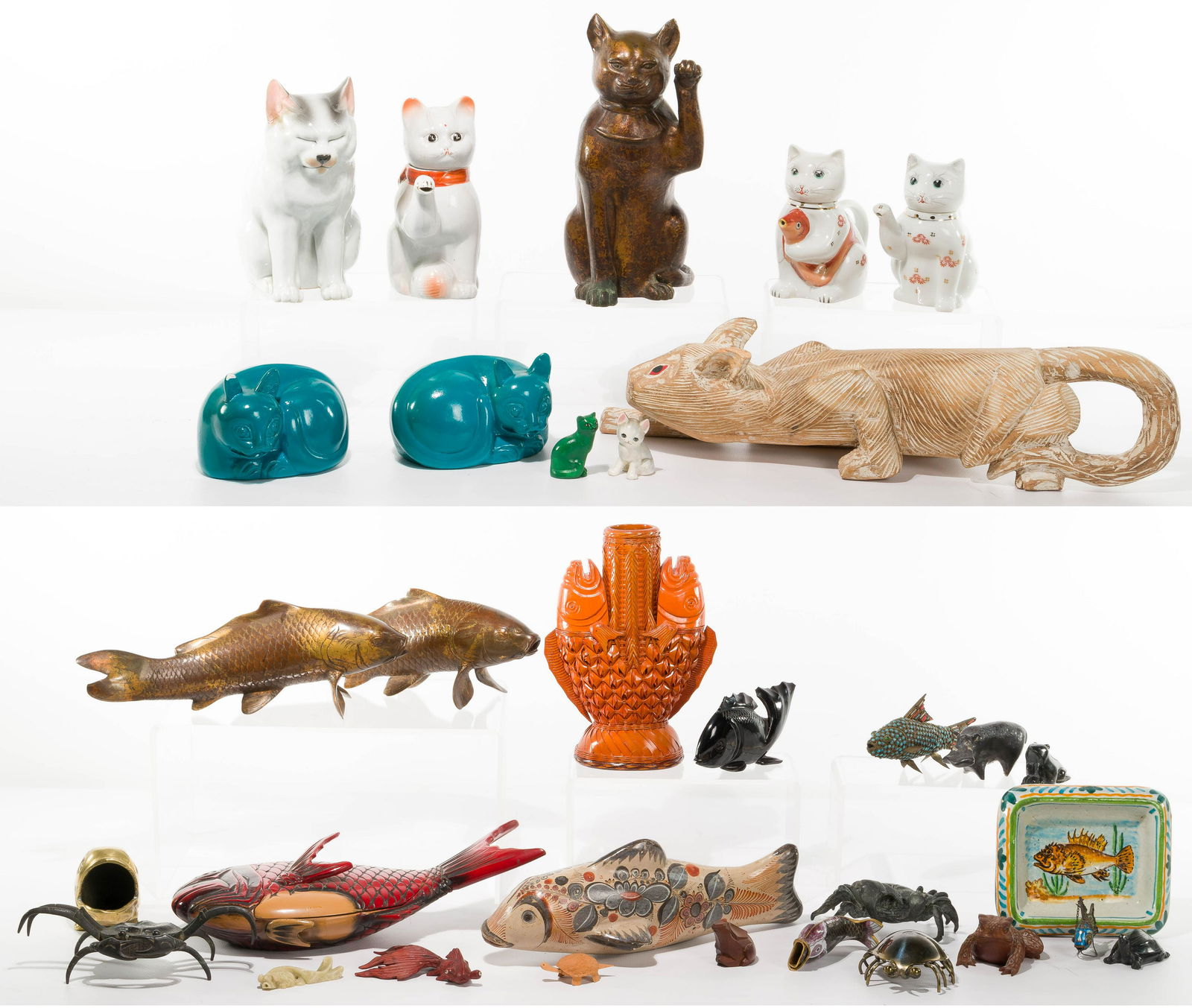 Cat and Fish Figurine and Vessel Assortment (1 of 3)