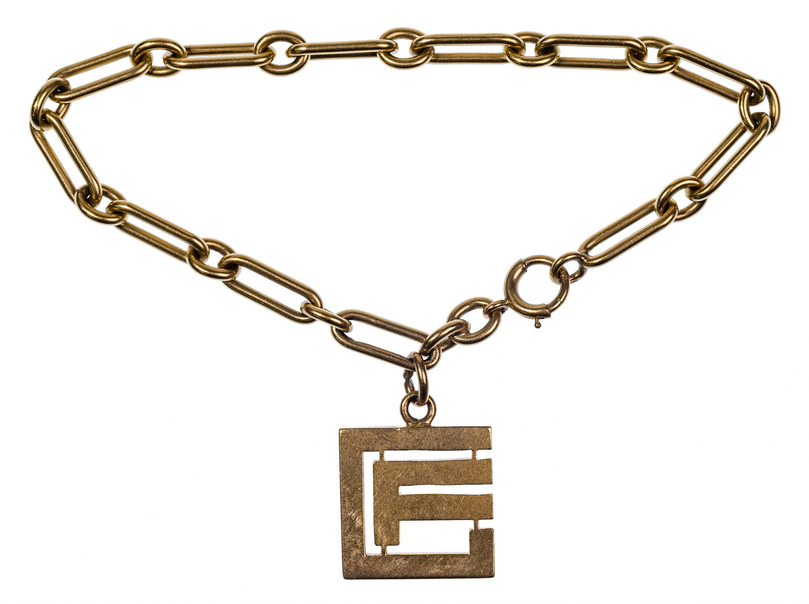 14k Yellow Gold Link Bracelet and Charm (1 of 2)