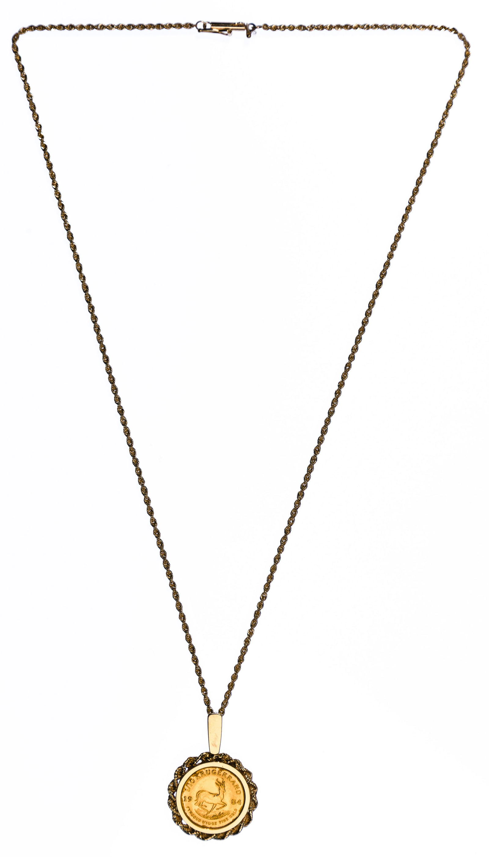 14k Necklace and Pendant with 1984 1/10 Krugerrand Gold (1 of 3)