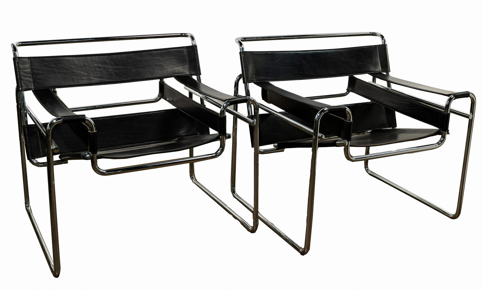 MCM Chrome and Leather Wassily Style Chairs (1 of 2)