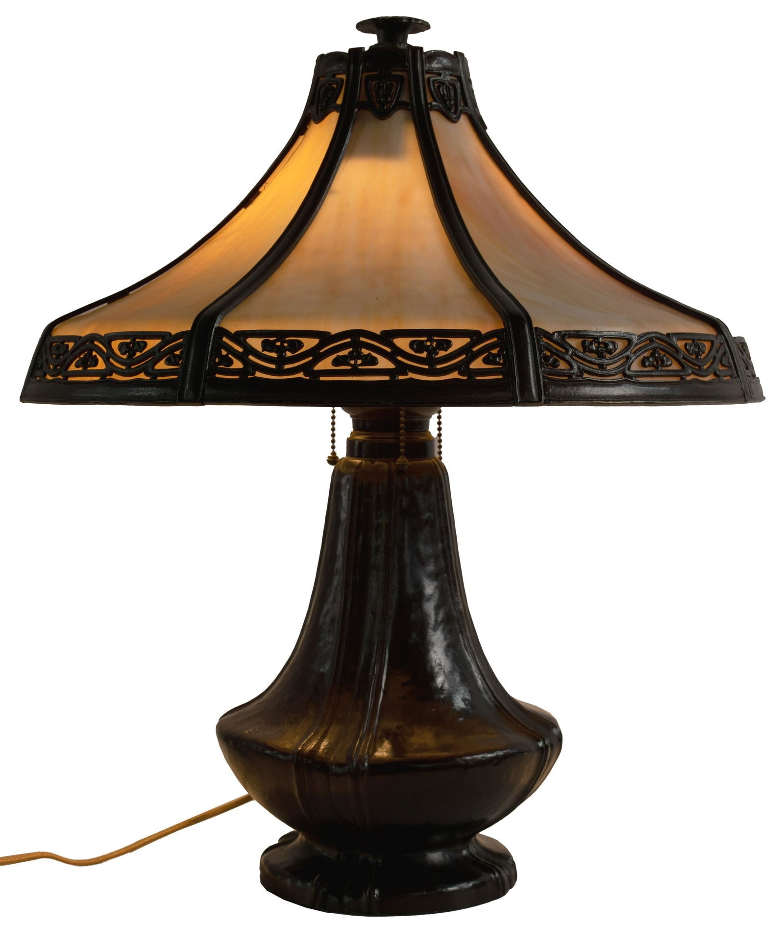 Arts and Crafts Style Slag Glass Lamp (1 of 5)