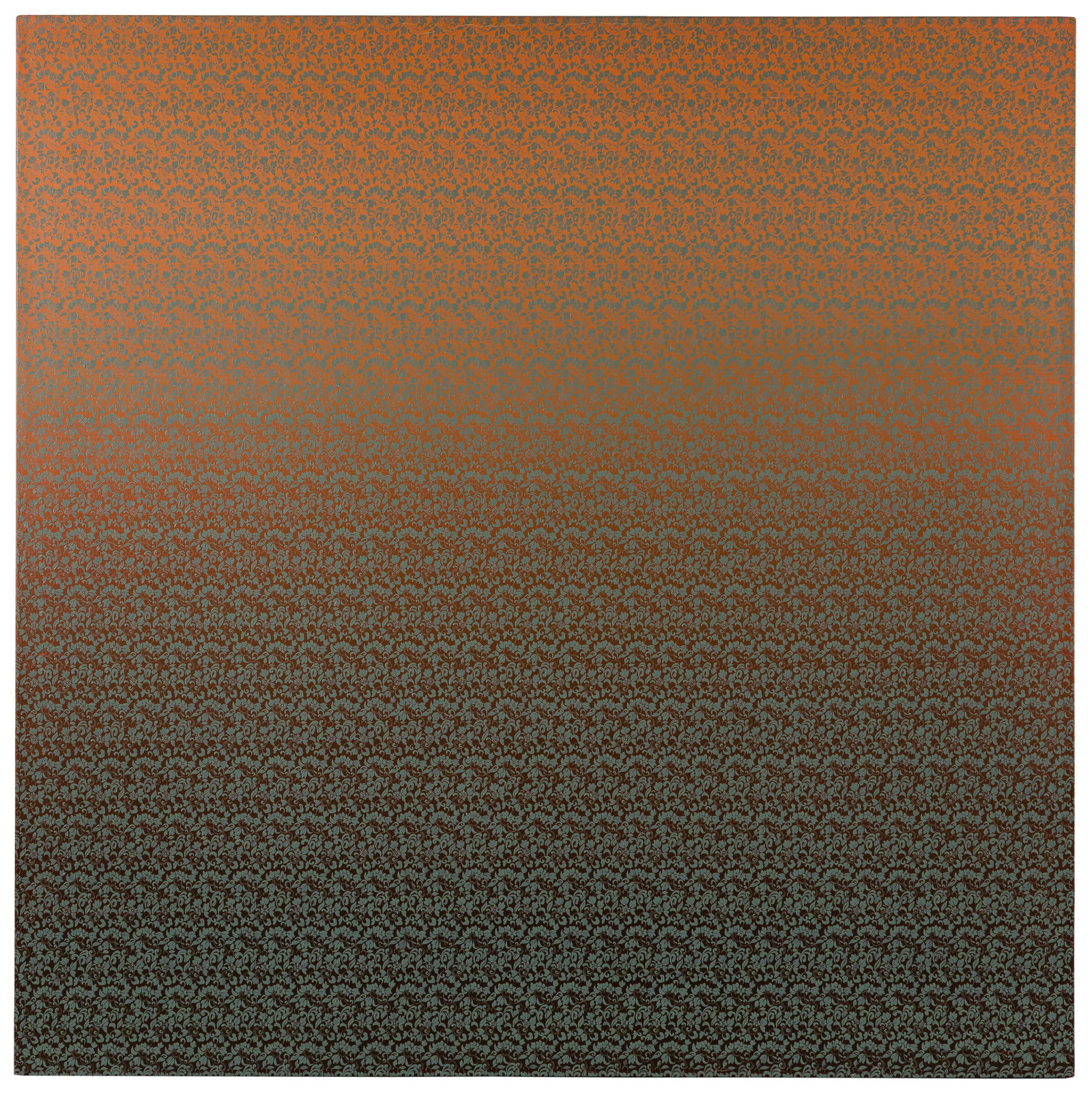 Jiwon Son (Korean, b.1968) 'Aggregate 02L-D501' Oil on: Jiwon Son (Korean, b.1968) 'Aggregate 02L-D501' Oil on Canvas 2002, signed and #02L-D501 at lower wrapped edge of canvas and again on cross stretcher; having a neutral gray repetitive floral pattern u