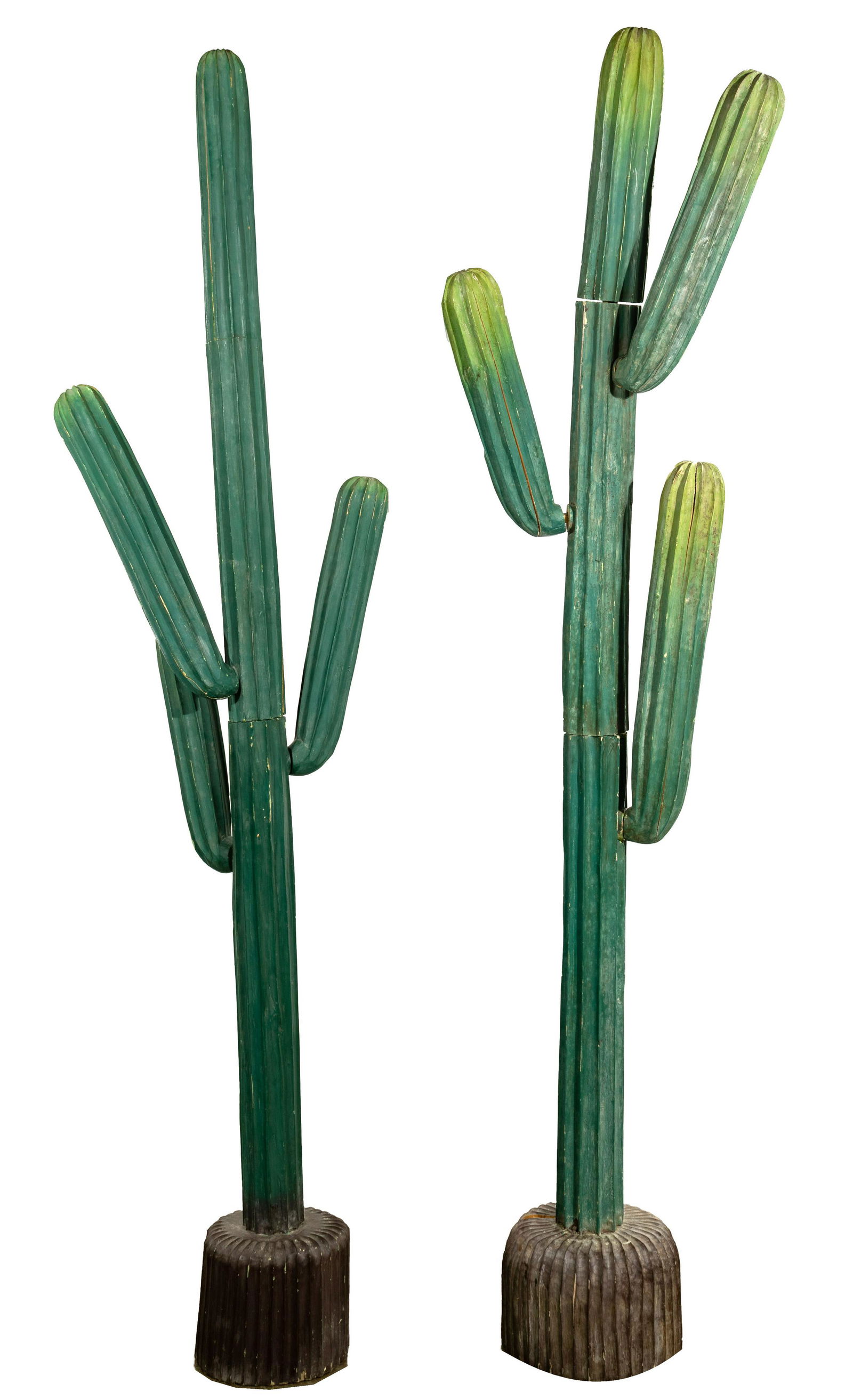 Folk Art Carved Wood Cactus Sculpture Set (1 of 1)