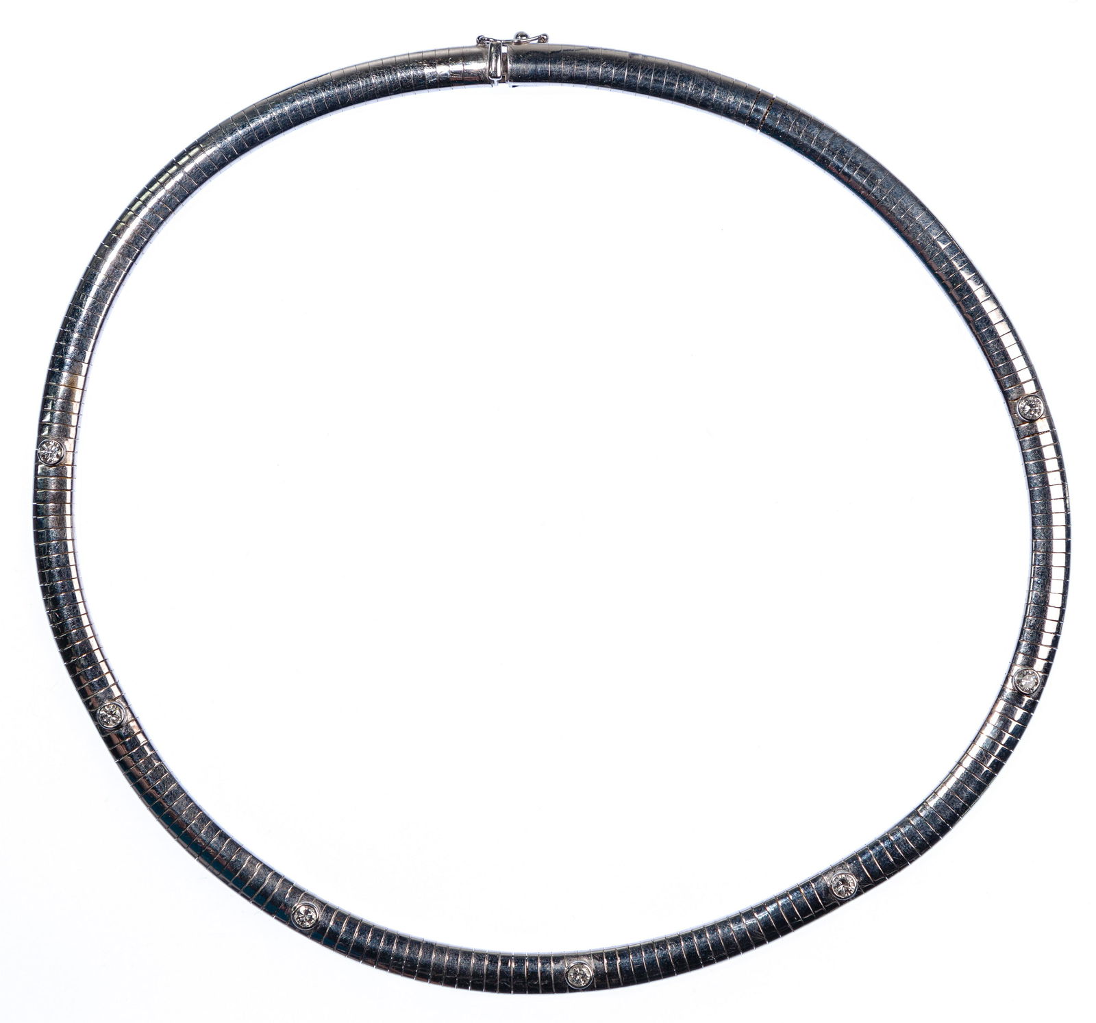 14k White Gold and Diamond Omega Choker Necklace (1 of 4)