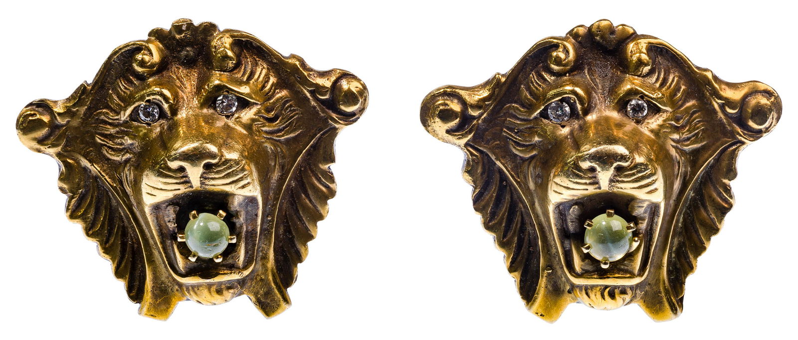 14k Yellow Gold, Topaz and Diamond Lion Cufflinks (1 of 3)