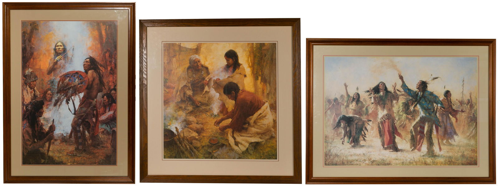 Howard Terpning (American, b.1927) Offset Lithographs: Howard Terpning (American, b.1927) Offset Lithographs (3) items having Native American Indian subjects including 1991, pencil signed lower left #96/850 'Transferring th