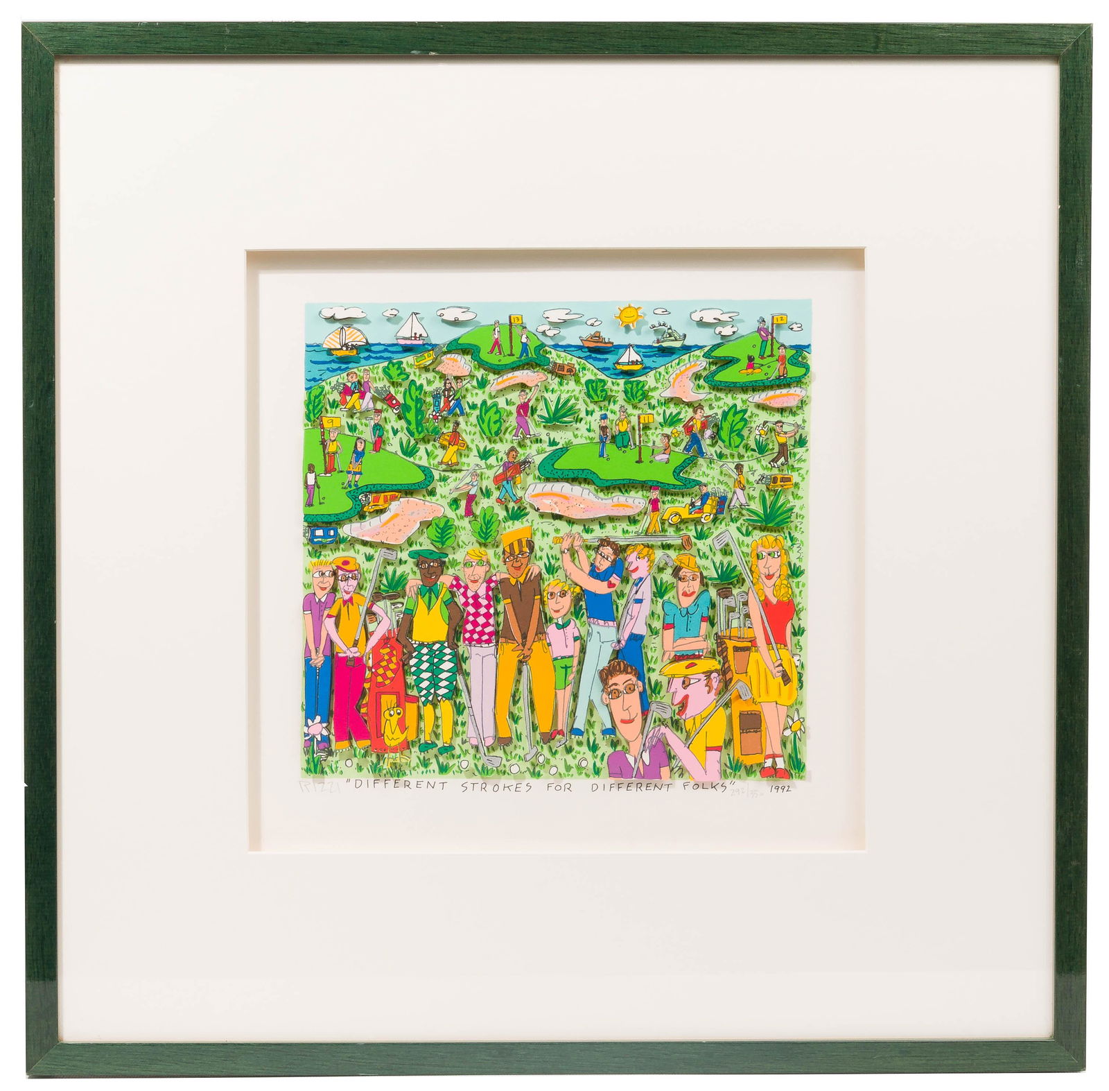 James Rizzi (American, 1950-2011) 'Different Strokes: James Rizzi (American, 1950-2011) 'Different Strokes for Different Folks' Paper Sculpture 1992, signed lower left, dated lower right, #292/350; depicting an array of go