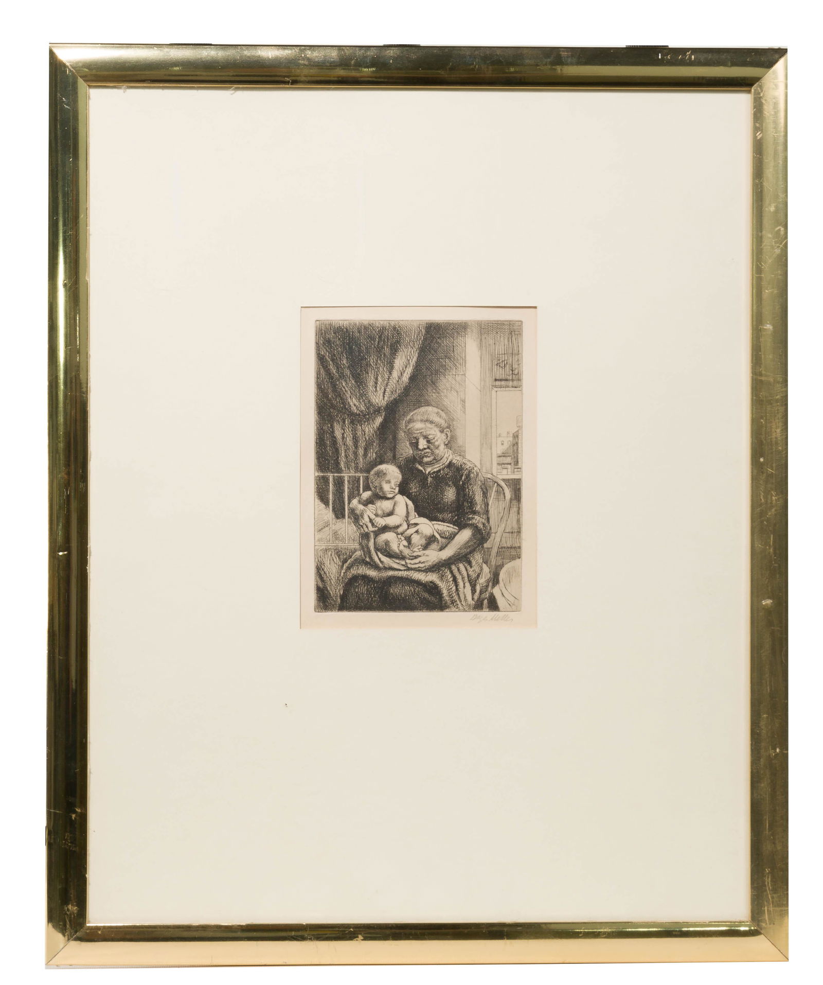 Kenneth Hayes Miller (American, 1876-1952) 'Nurse and: Kenneth Hayes Miller (American, 1876-1952) 'Nurse and Child' Etching Undated, signed lower right margin, depicting a seated woman holding a baby in an interior scene, m