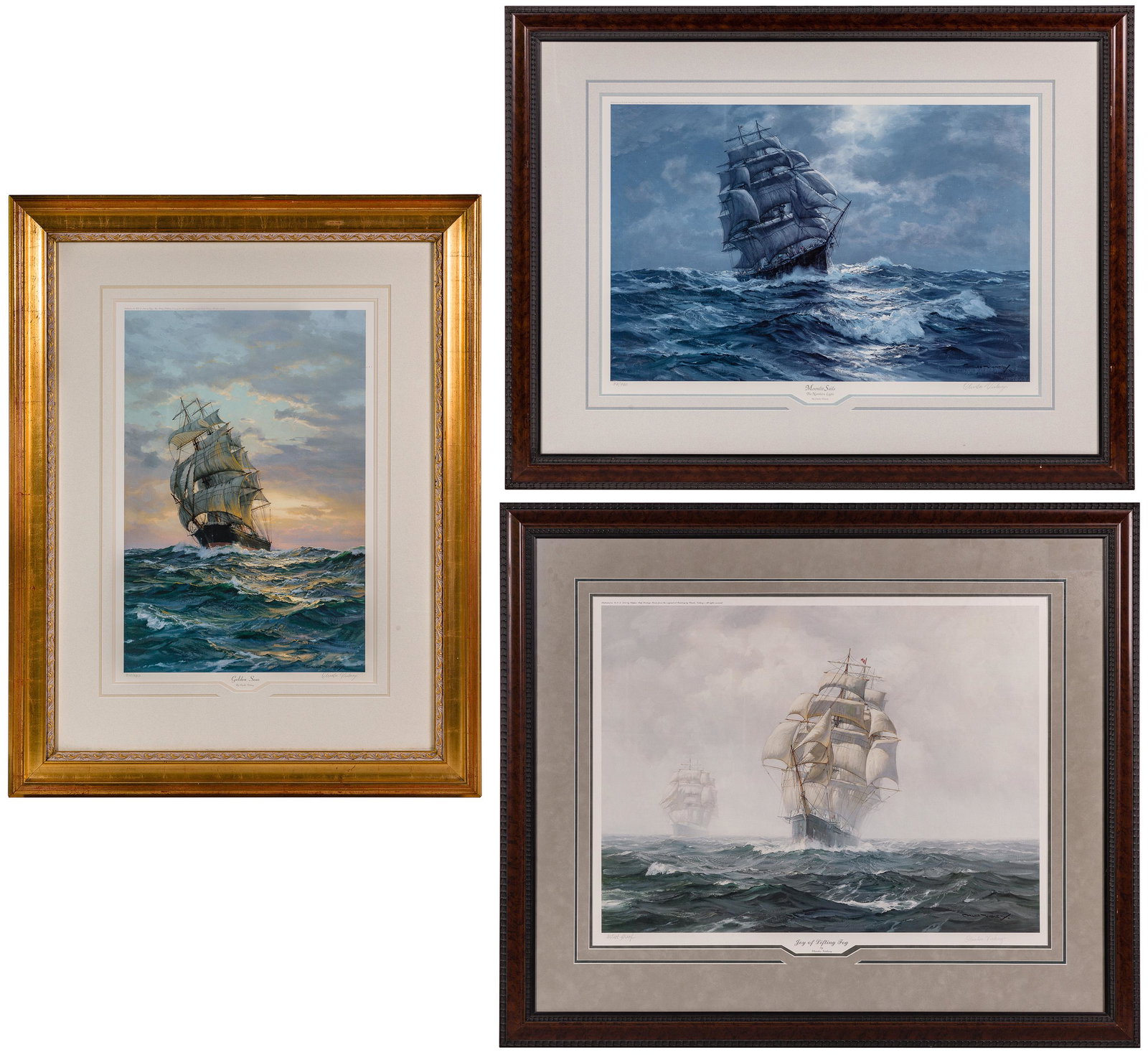 Charles Vickery (American, 1913-1998) Offset Lithograph: Charles Vickery (American, 1913-1998) Offset Lithograph Assortment (3) items pencil signed lower right including 'Joy of Lifting Fog' artist proof, 'Moonlit Sails' #53/