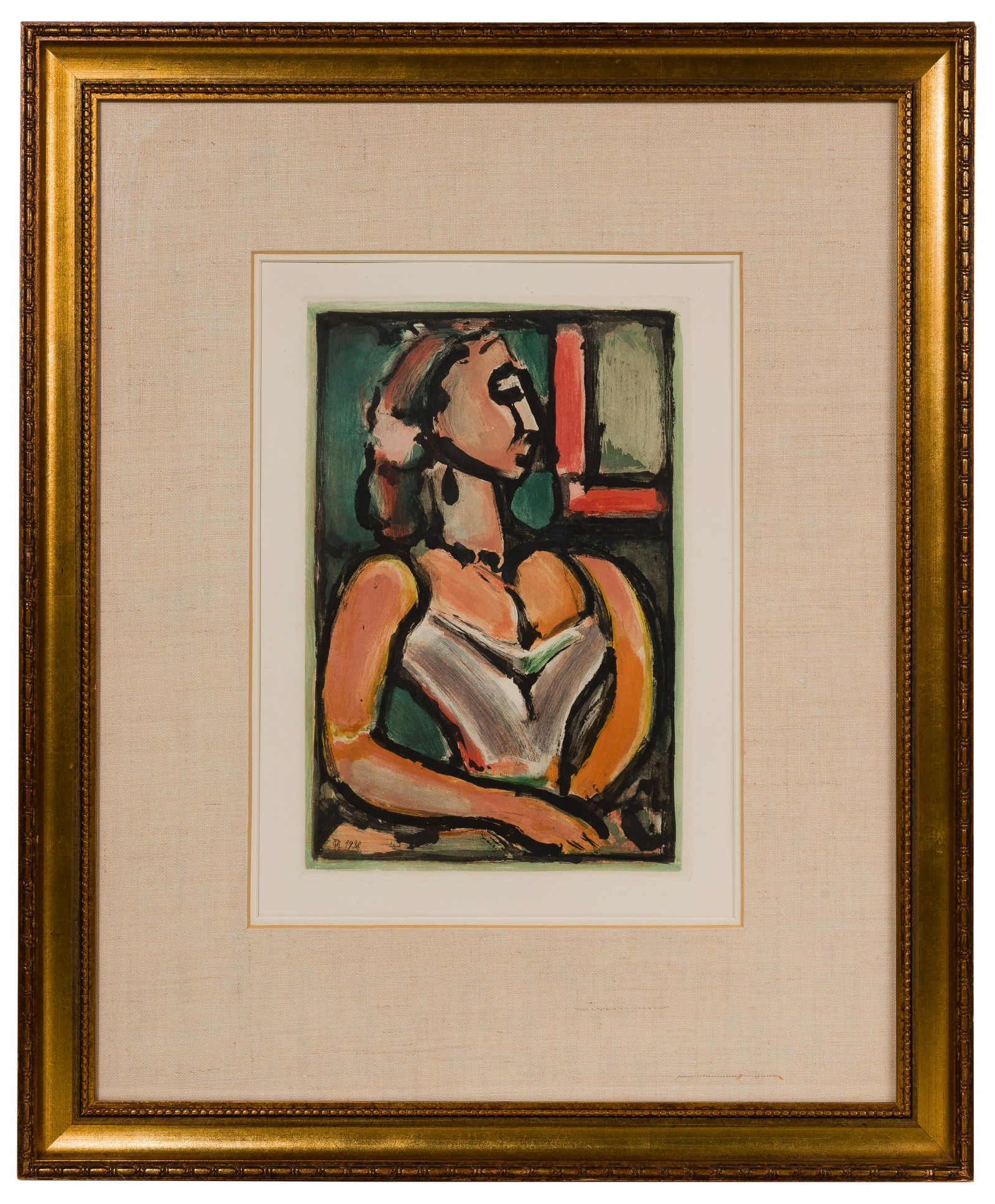 Georges Rouault (French, 1871-1958) 'Femme Fiere': Georges Rouault (French, 1871-1958) 'Femme Fiere' Aquatint c.1938, printed signature lower left, pulled from 'Les Fleurs du Mal', depicting a stylized seated female fig