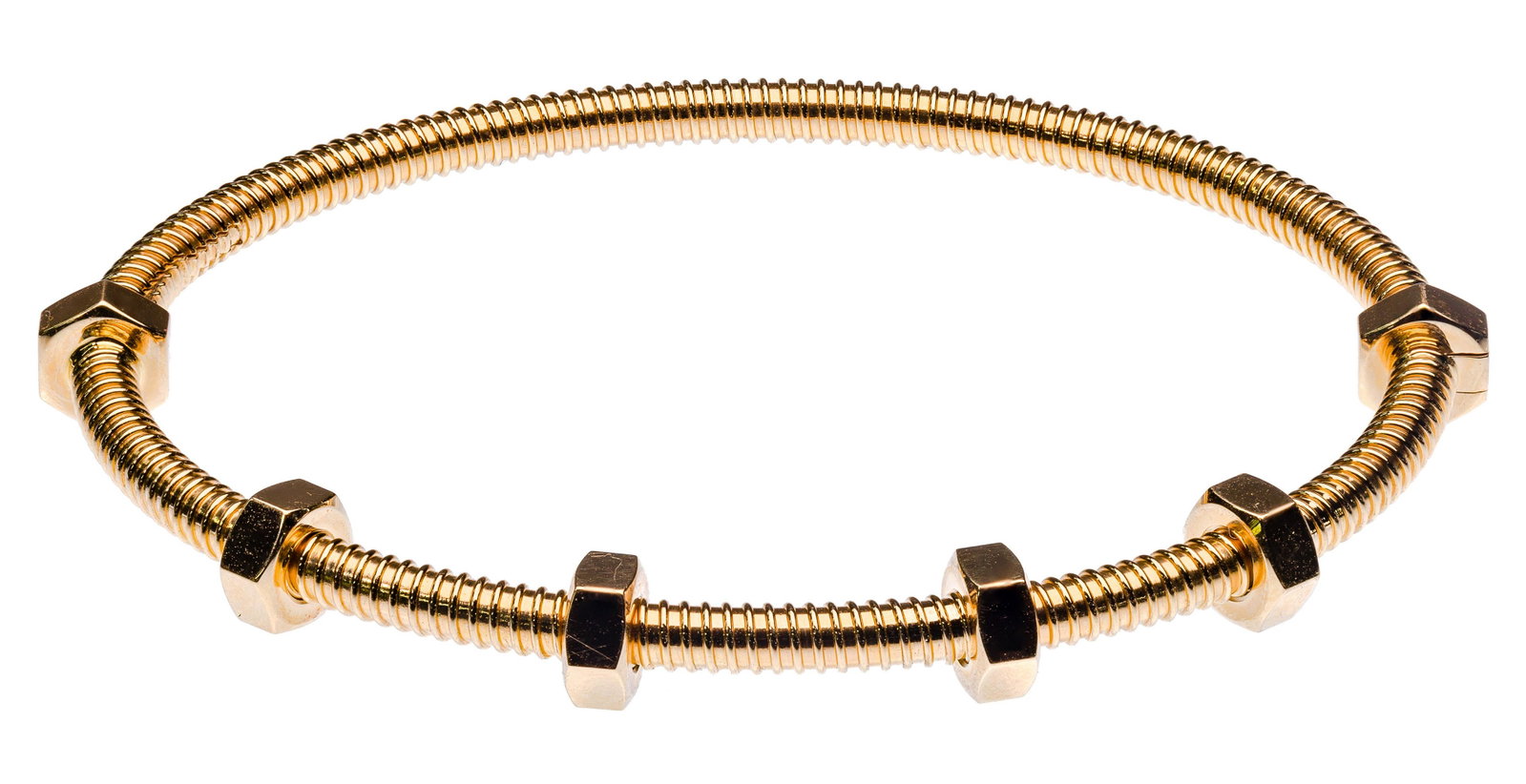 Cartier 18k Rose Gold 'Ecrou de Cartier' Bracelet: Cartier 18k Rose Gold 'Ecrou de Cartier' Bracelet 3.5mm wide screw having (4) moveable and (2) fixed bolts; marked 'Cartier', '18', 'Au750' and 'FNB939' with copy of re