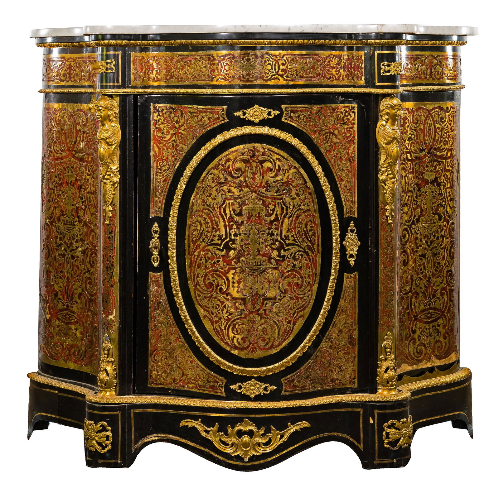 Boulle Style Marble Top Cabinet (1 of 8)