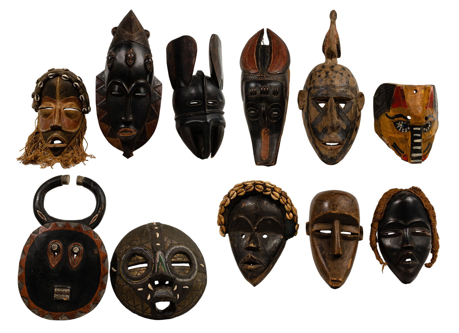 African Carved Wood Mask Assortment (1 of 6)