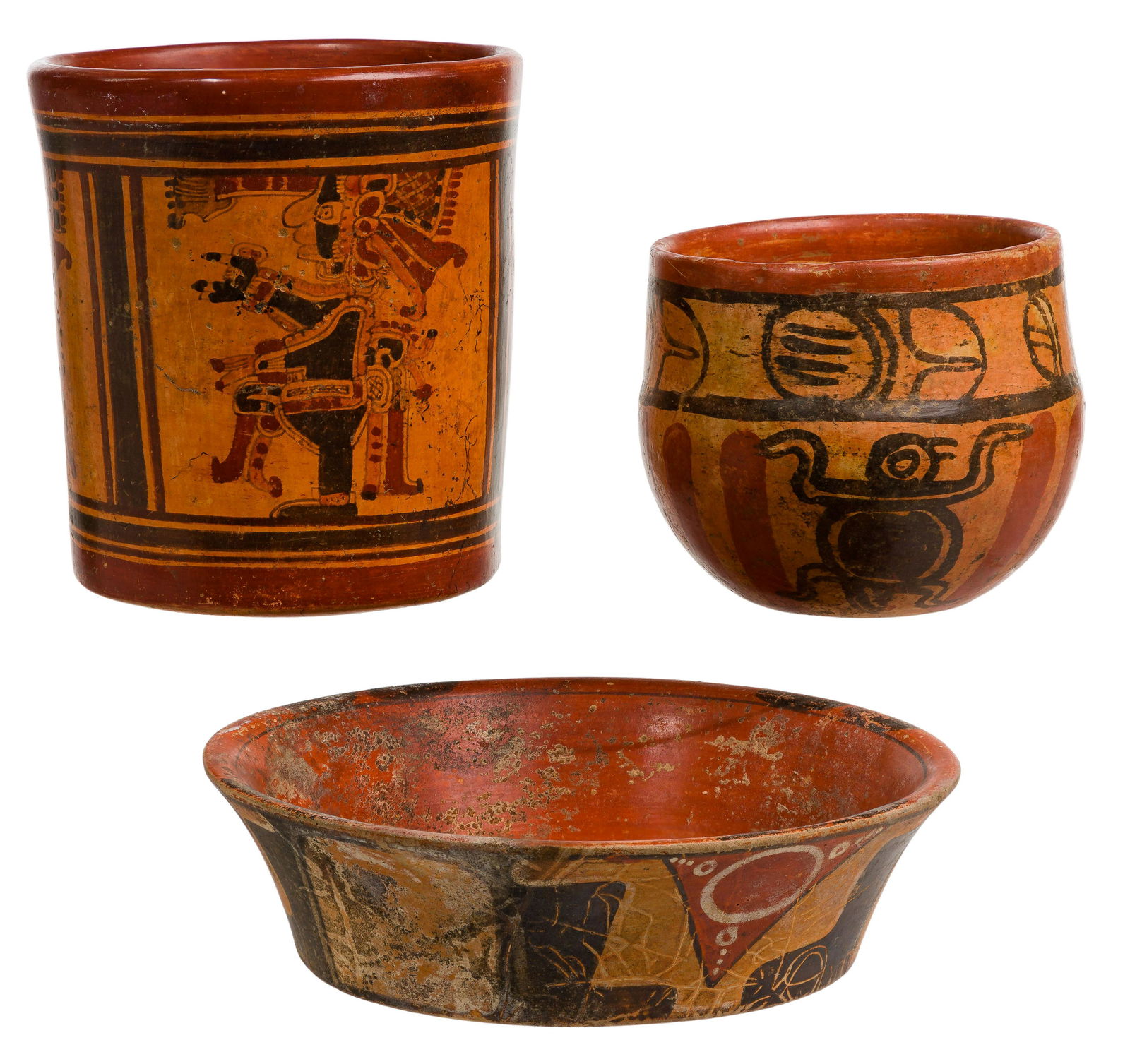 Pre-Columbian Mayan Style Copador Pottery Assortment (1 of 6)