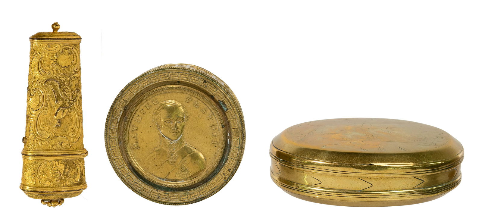 18th Century Engraved Brass Tobacco Box (1 of 1)