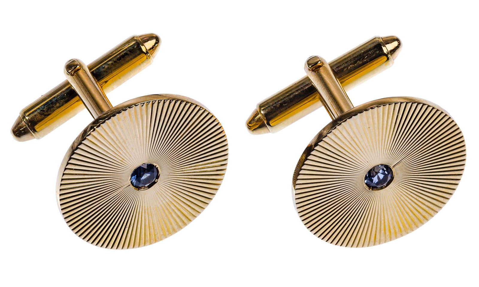 14k Yellow Gold and Sapphire Cufflinks (1 of 2)
