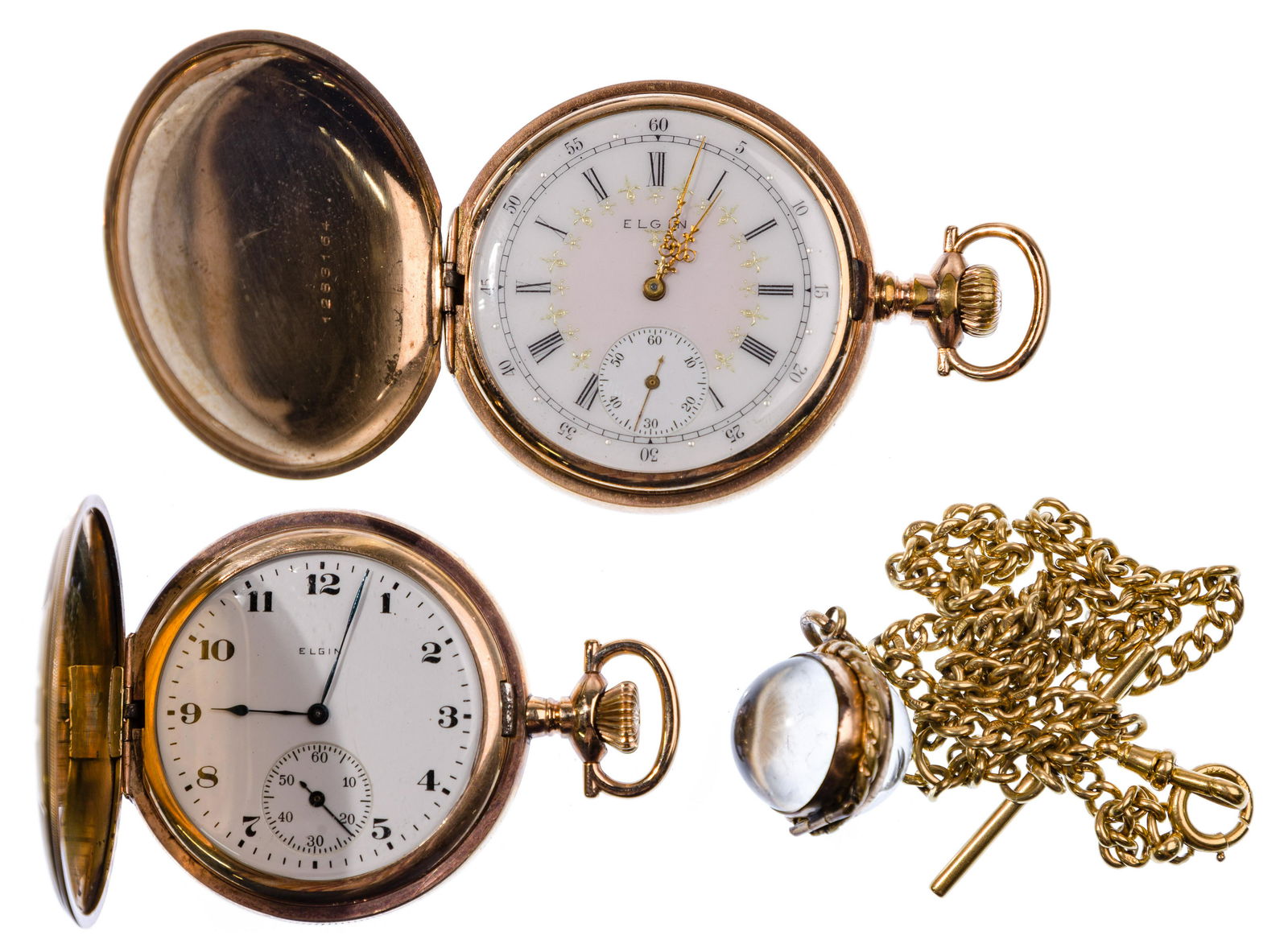 18k Yellow Gold Watch Chain and Gold Filled Pocket (1 of 4)