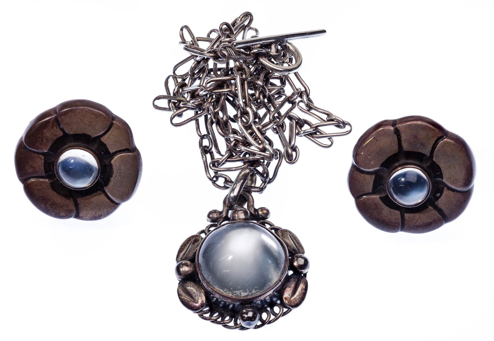 Georg Jensen Silver Earrings and Pendant on Necklace (1 of 3)