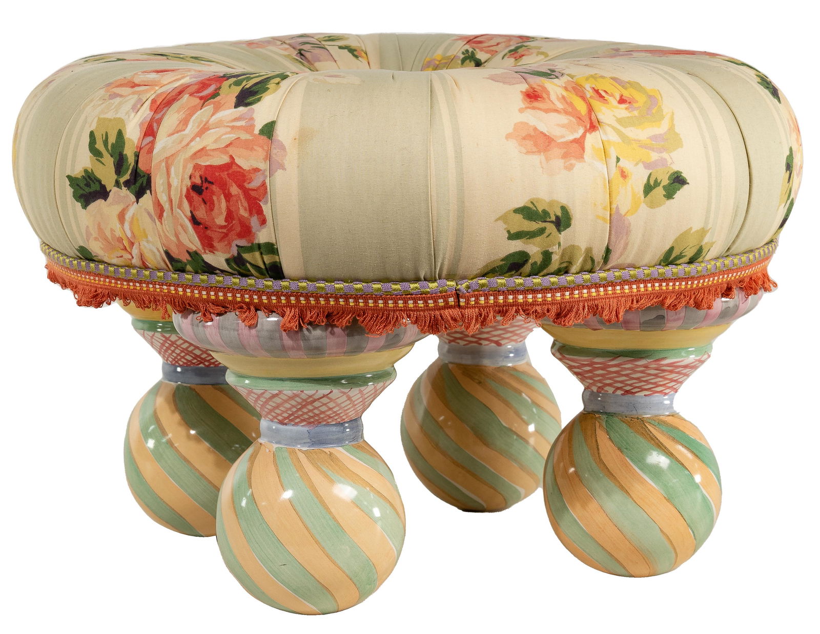 MacKenzie Childs Floral Tufted Ottoman (1 of 4)