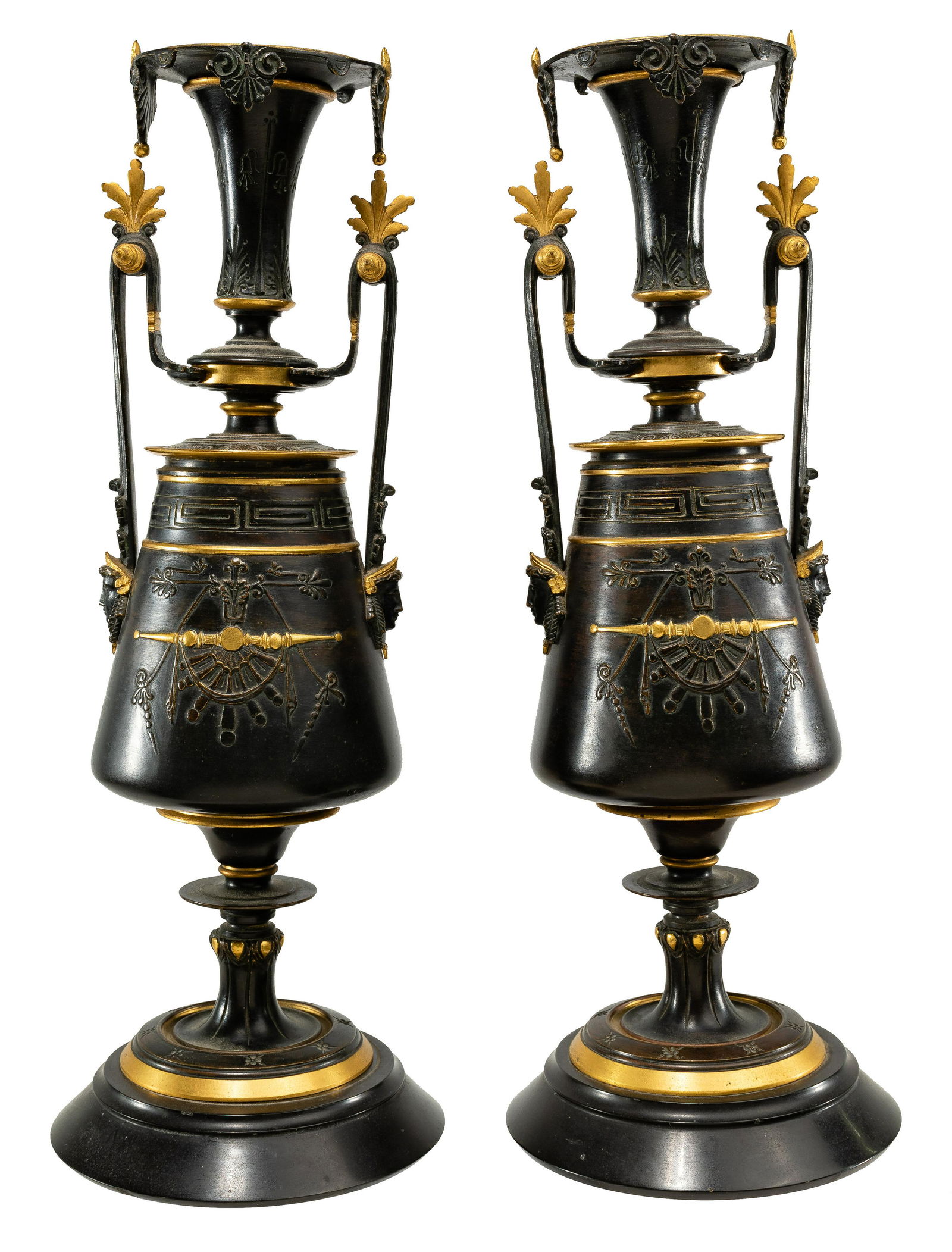 Egyptian Revival Bronze Urn Candleholders (1 of 1)