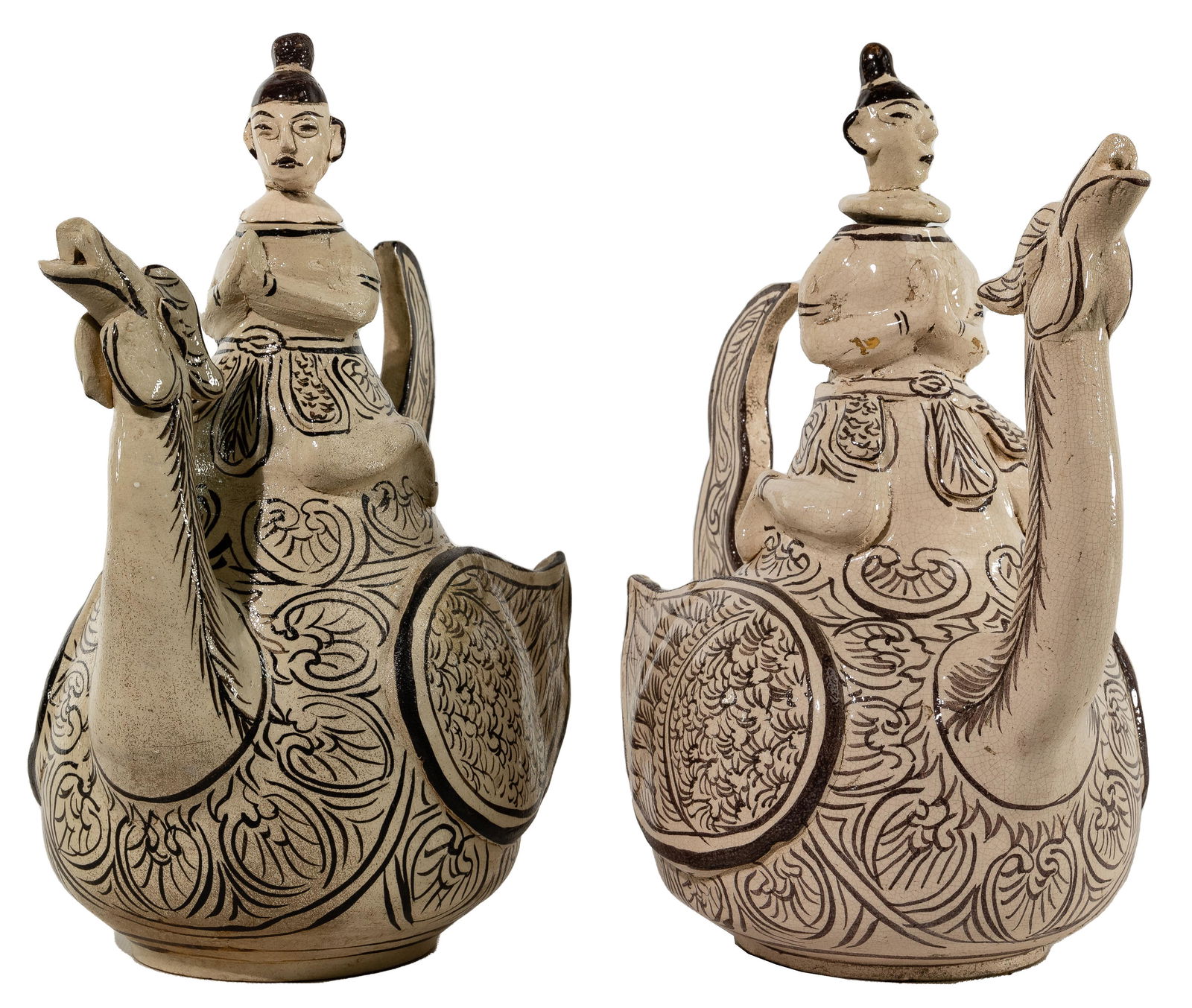 Chinese Cizhou Style Phoenix Teapots (1 of 5)