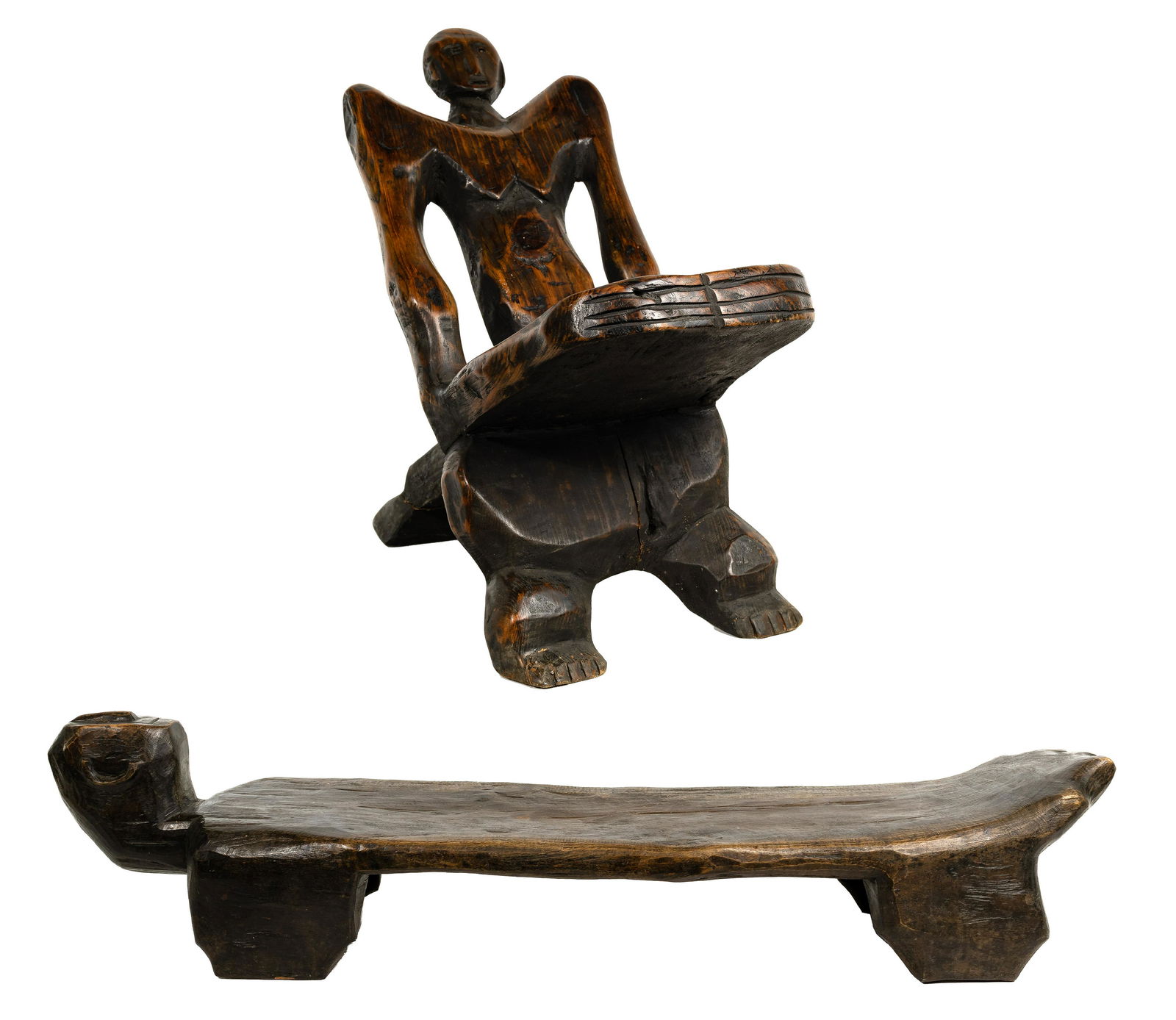 African Figural Carved Wood Seating (1 of 4)