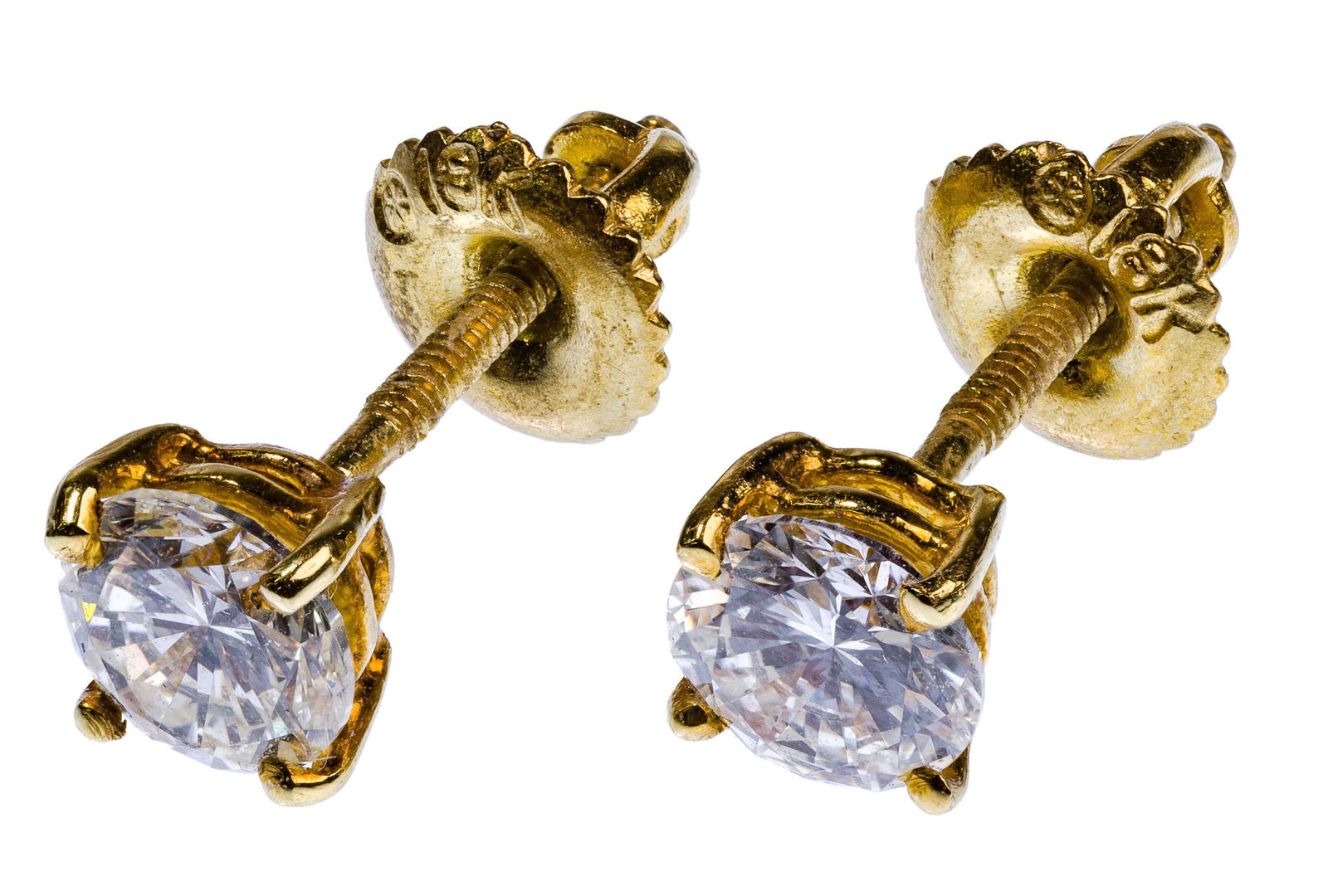 18k Yellow Gold and Diamond Stud Earrings (1 of 2)