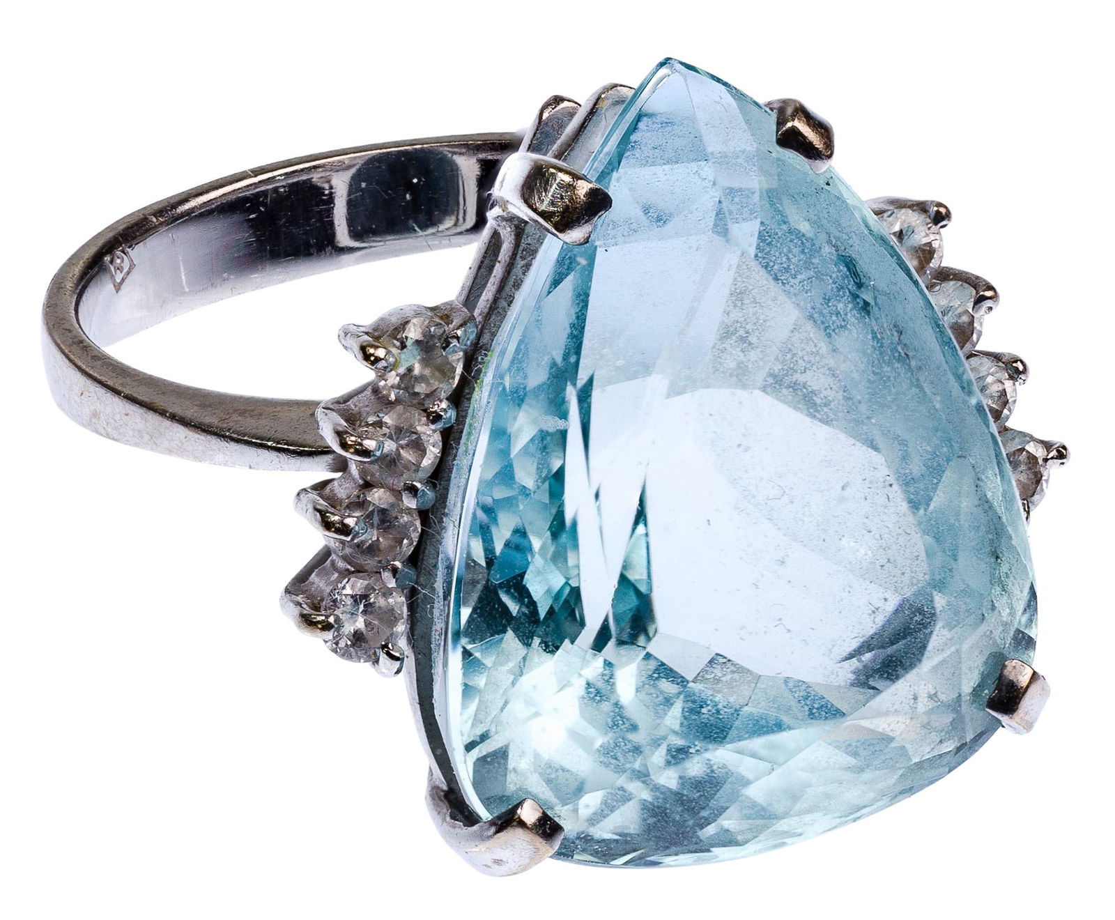 18k White Gold, Aquamarine and Diamond Ring (1 of 3)