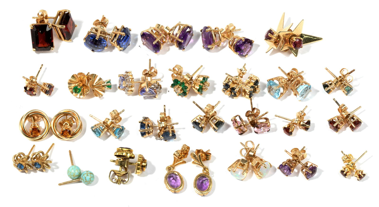 14k Yellow Gold and Gemstone Pierced Earring Assortment (1 of 1)