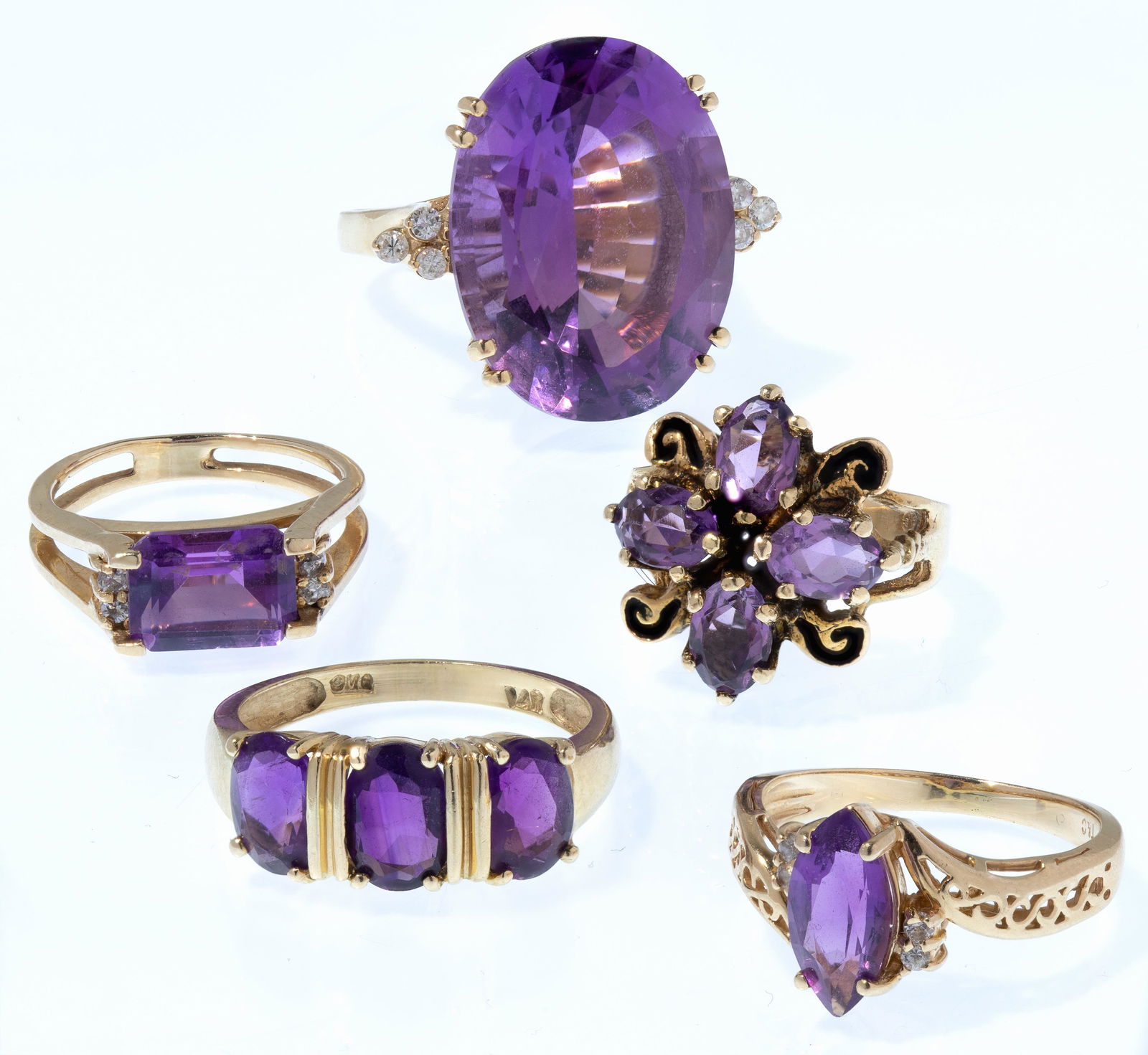 14k Yellow Gold and Amethyst Ring Assortment (1 of 1)