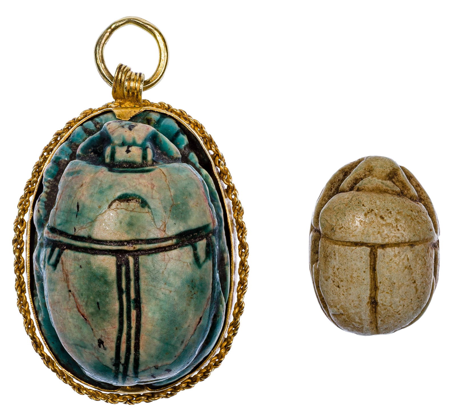14k Yellow Gold and Egyptian Steatite Scarab (1 of 3)