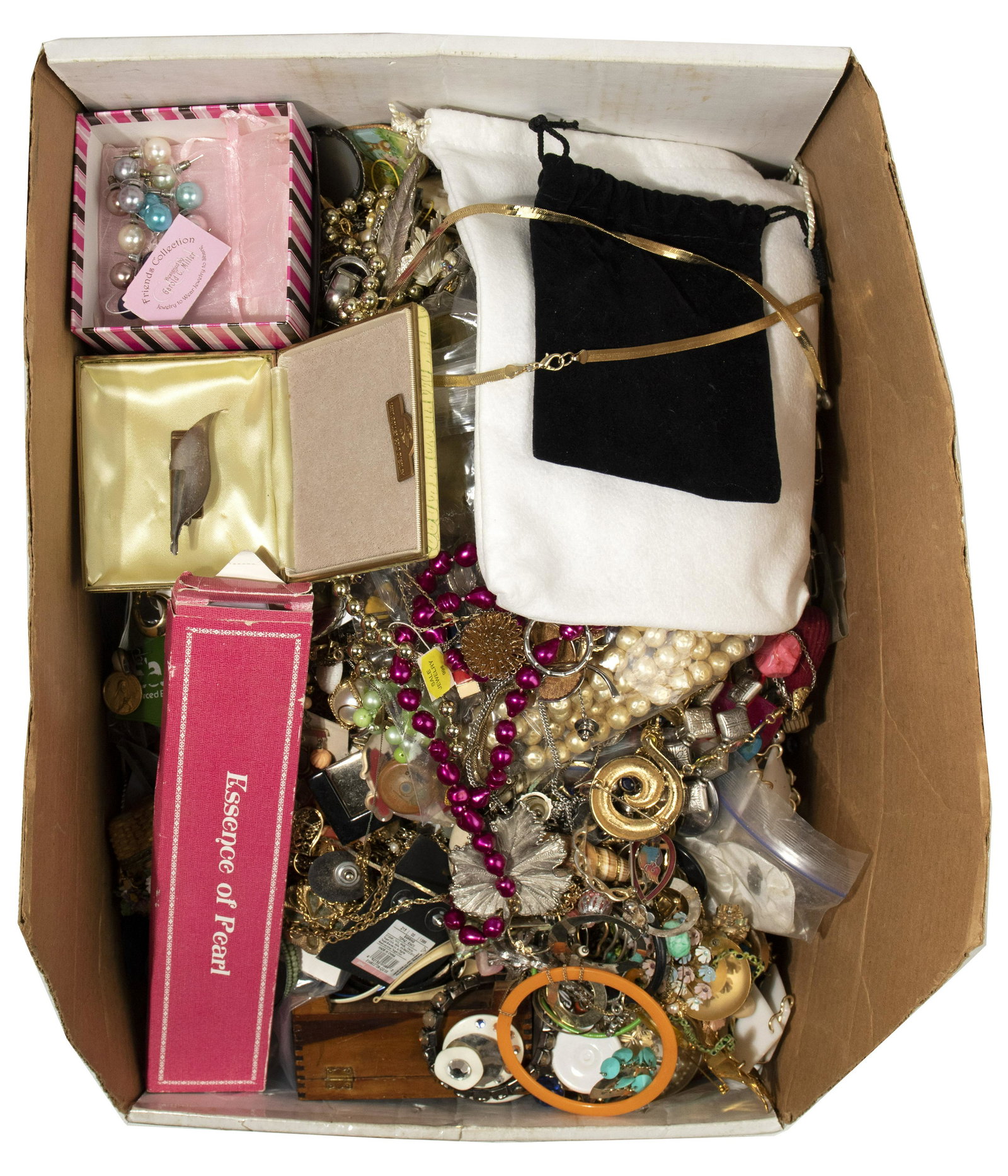 Costume Jewelry Assortment: Approximately (29) pounds of necklaces, earrings, bracelets, pins and rings; some having natural materials including shells or rudraksha beads Property from: a Joliet, Illinois collector Length: 24 in