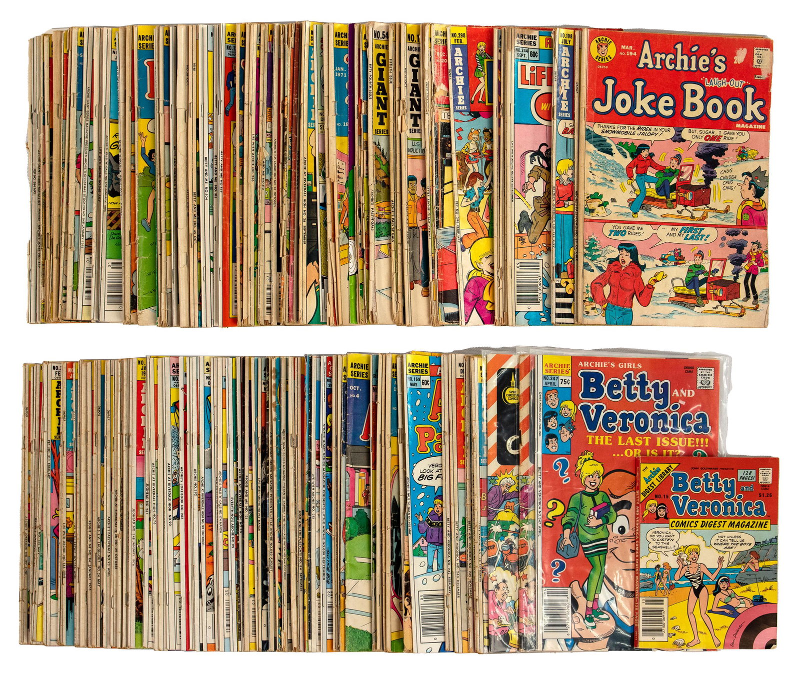 Archie Series, Archie Giant Series and Spire Christian: (125) books having titles including 'Archie's Clean Slate', 'Archie's Rollercoaster', 'Little Archie', 'Life With Archie', 'Josie and the Pussycats', 'Sabrina the Teenage Witch', 'Reggie and Me' and '
