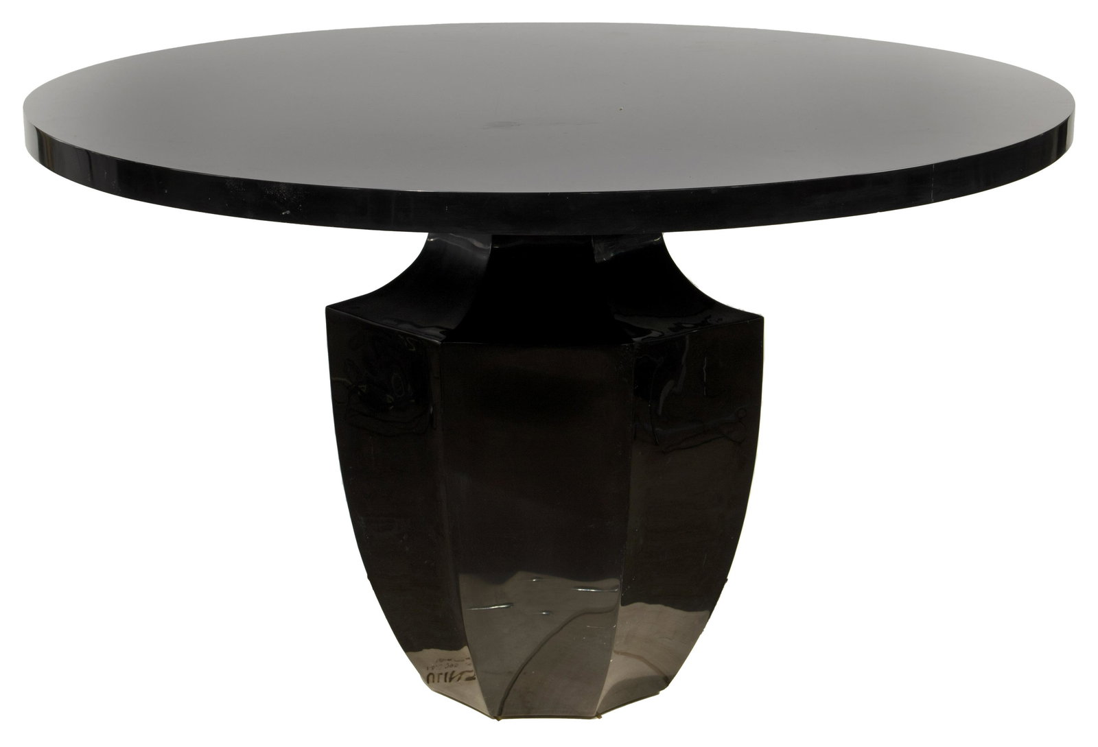 (Attributed to) Oly Black Lacquer Pedestal Table (1 of 1)