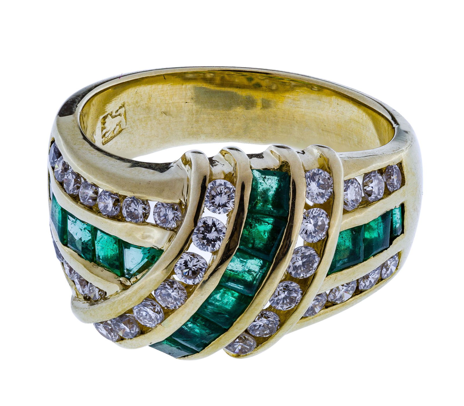 18k Yellow Gold, Emerald and Diamond Ring (1 of 2)