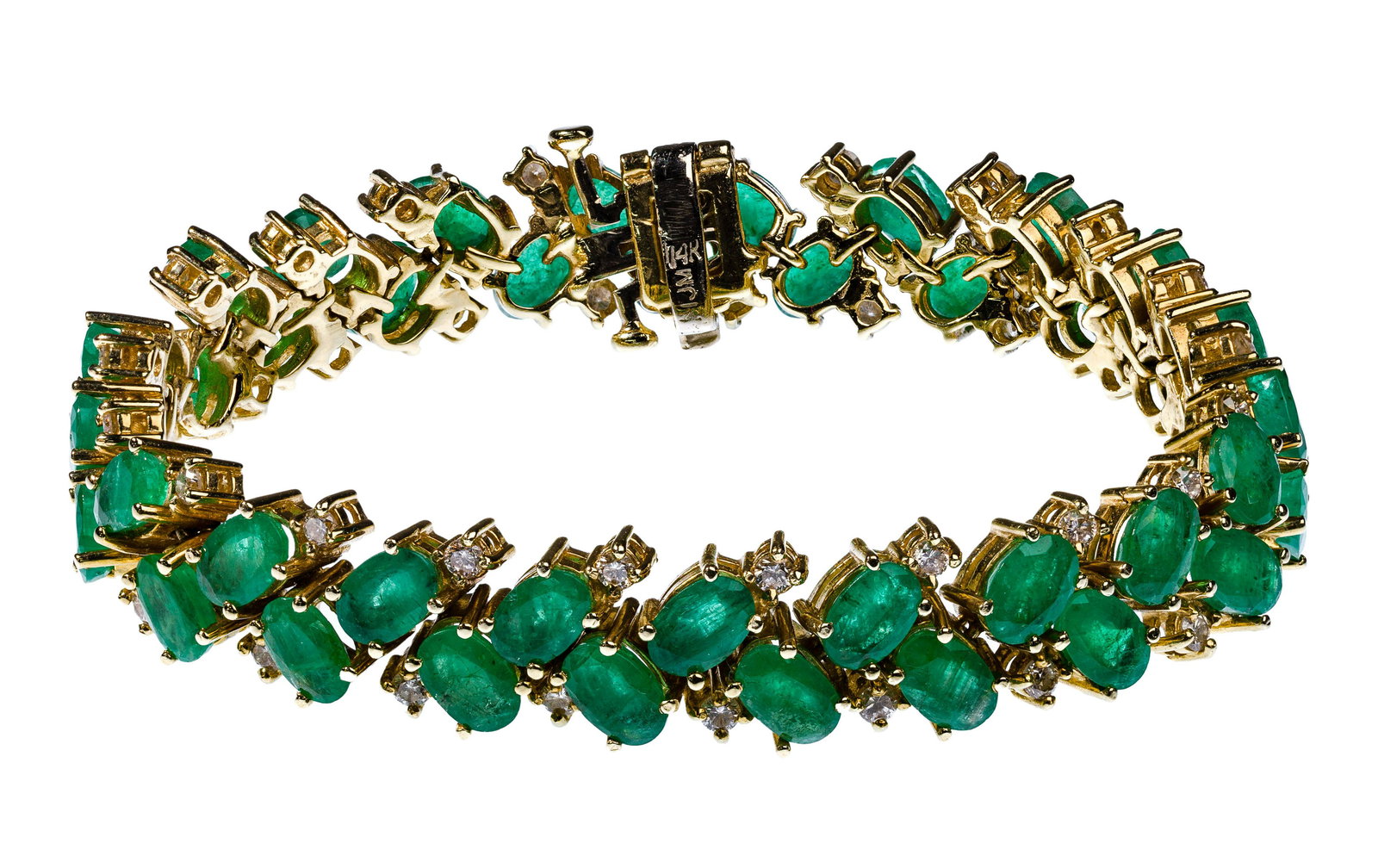14k Yellow Gold, Emerald and Diamond Bracelet (1 of 2)