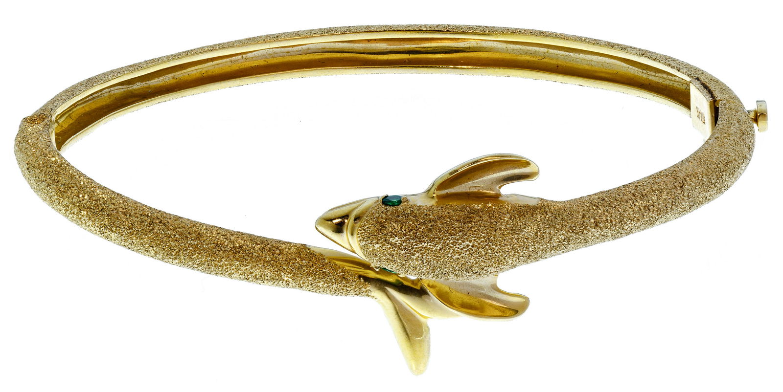 14k Yellow Gold Dolphin Hinged Bangle Bracelet (1 of 1)