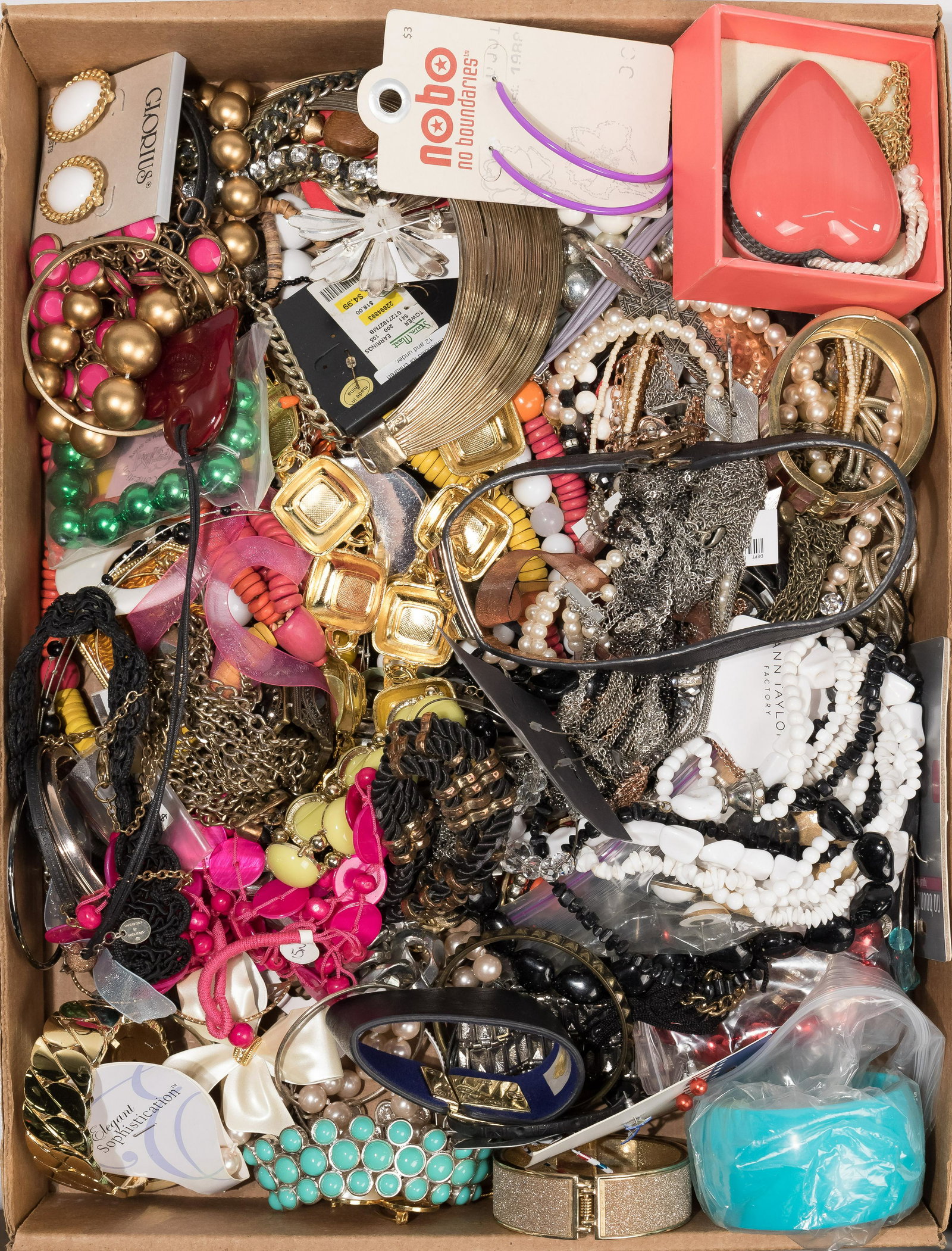 Costume Jewelry Assortment: Approximately (22) pounds of necklaces, earrings, bracelets, pins and rings; including many beaded items Property from: a Joliet, Illinois collector Length: 24 inches (necklace) Condition: Very Good t