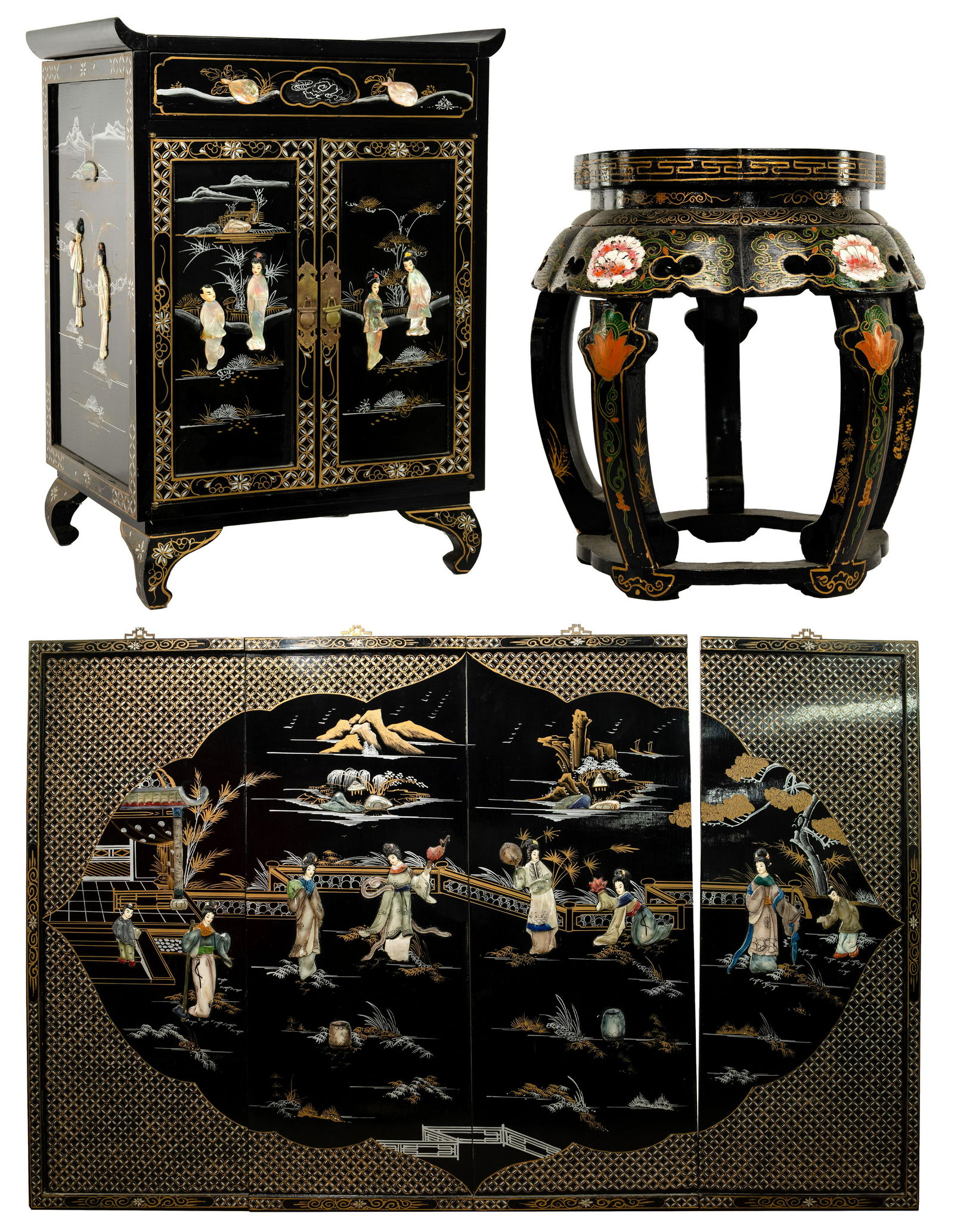 Asian Black Lacquer Furniture Assortment (1 of 1)