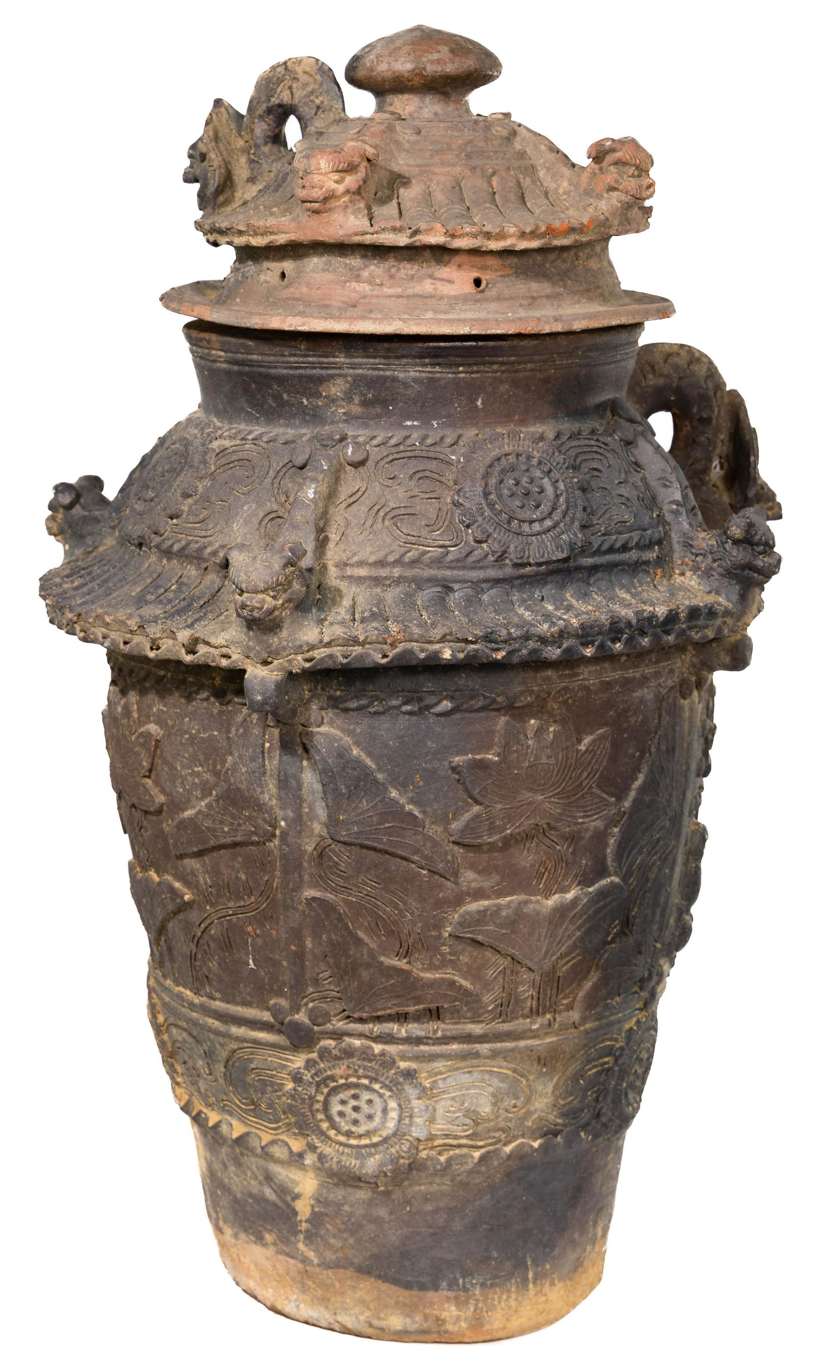 Japanese Tsuboya Ware Ceramic Blackware Cinerary Urn (1 of 11)