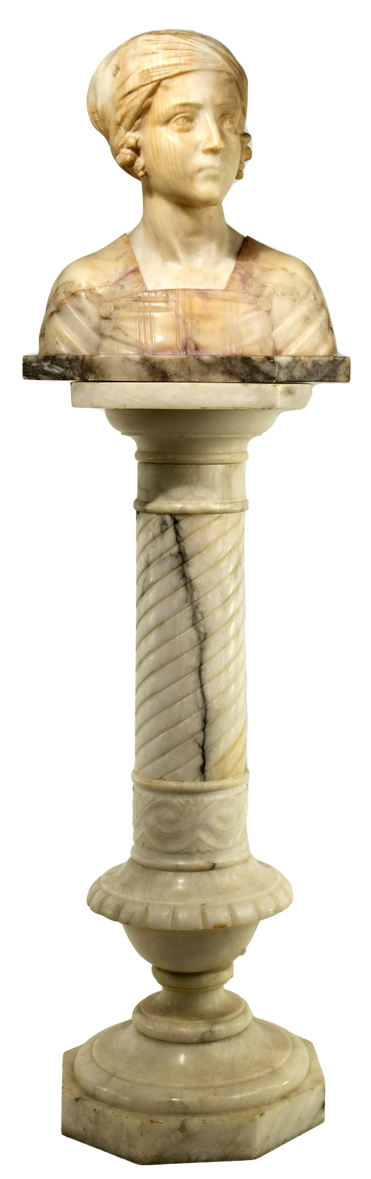 Marble Statue and Pedestal (1 of 2)