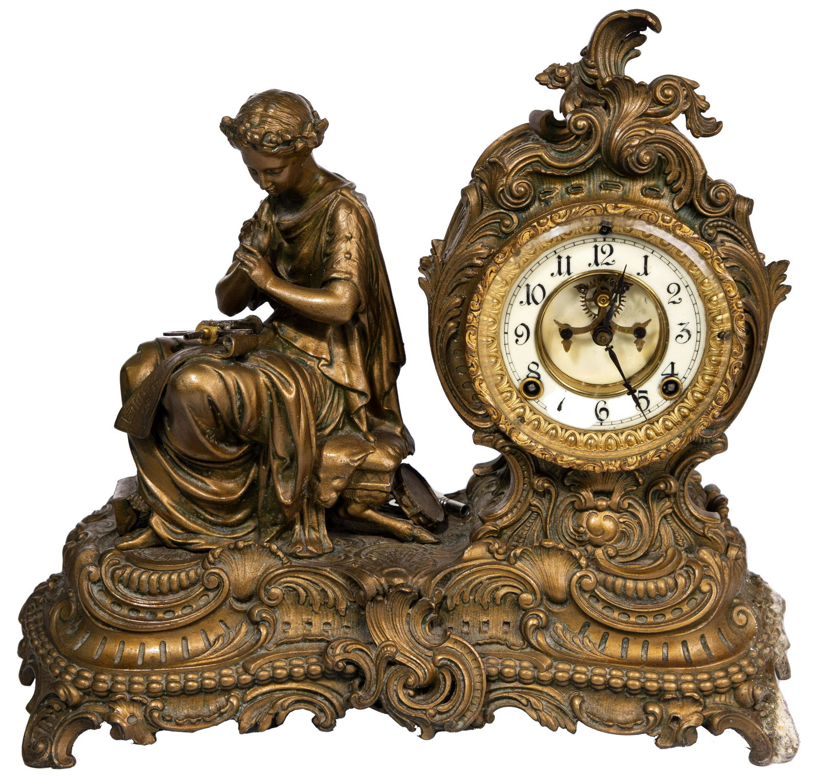 Bronze Figural Mantel Clock (1 of 4)