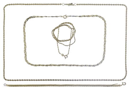 14k Yellow Gold Necklace and Bracelet Assortment: 14k Yellow Gold Necklace and Bracelet Assortment (4) items including a twisted rope necklace; an 18-inch necklace, a 15-inch braided necklace; and a 6.75-inch braided bracelet; all marked '14k' 