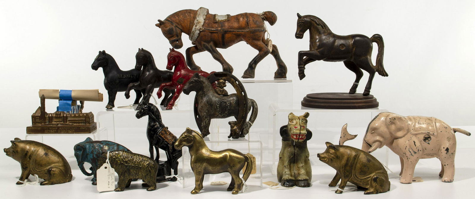Cast Iron Animal Bank and Souvenir Assortment (1 of 1)